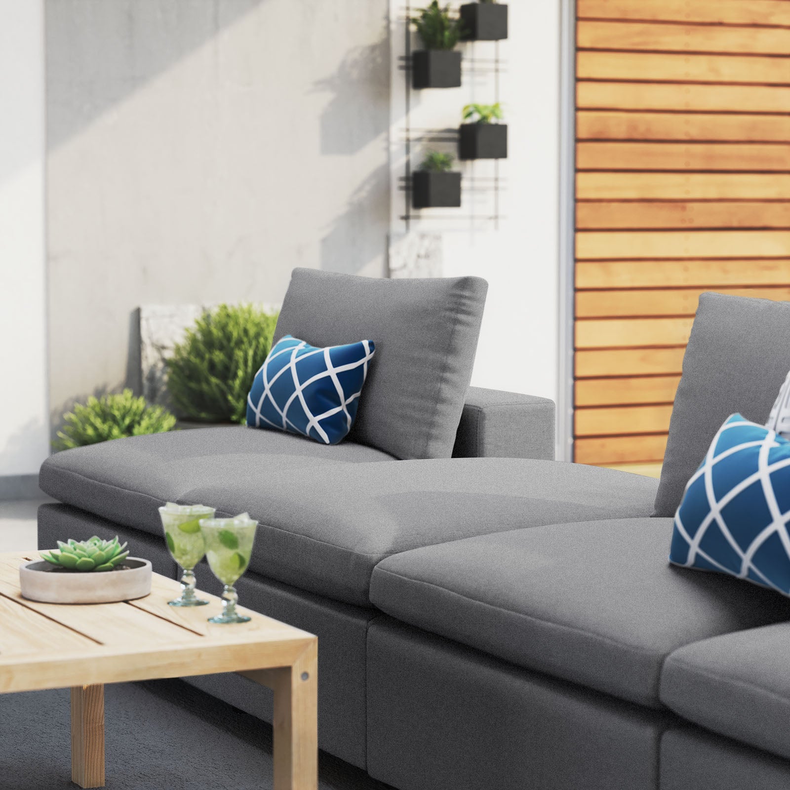 Modway Commix 4-Piece Sunbrella® Outdoor Patio Sectional Sofa | Outdoor Sofas, Loveseats & Sectionals | 