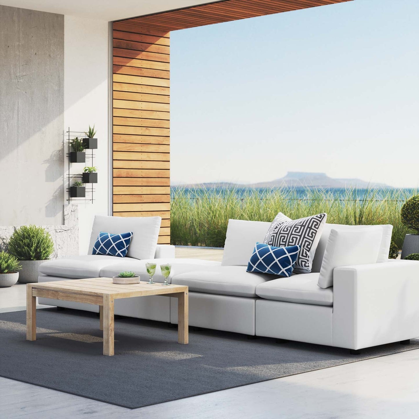 Modway Commix 4-Piece Sunbrella® Outdoor Patio Sectional Sofa | Outdoor Sofas, Loveseats & Sectionals | 
