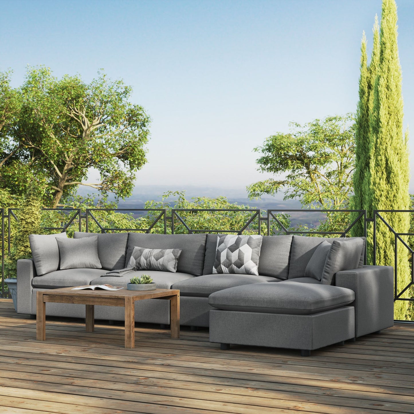 Modway Commix 5-Piece Outdoor Patio Sectional Sofa | Outdoor Sofas, Loveseats & Sectionals