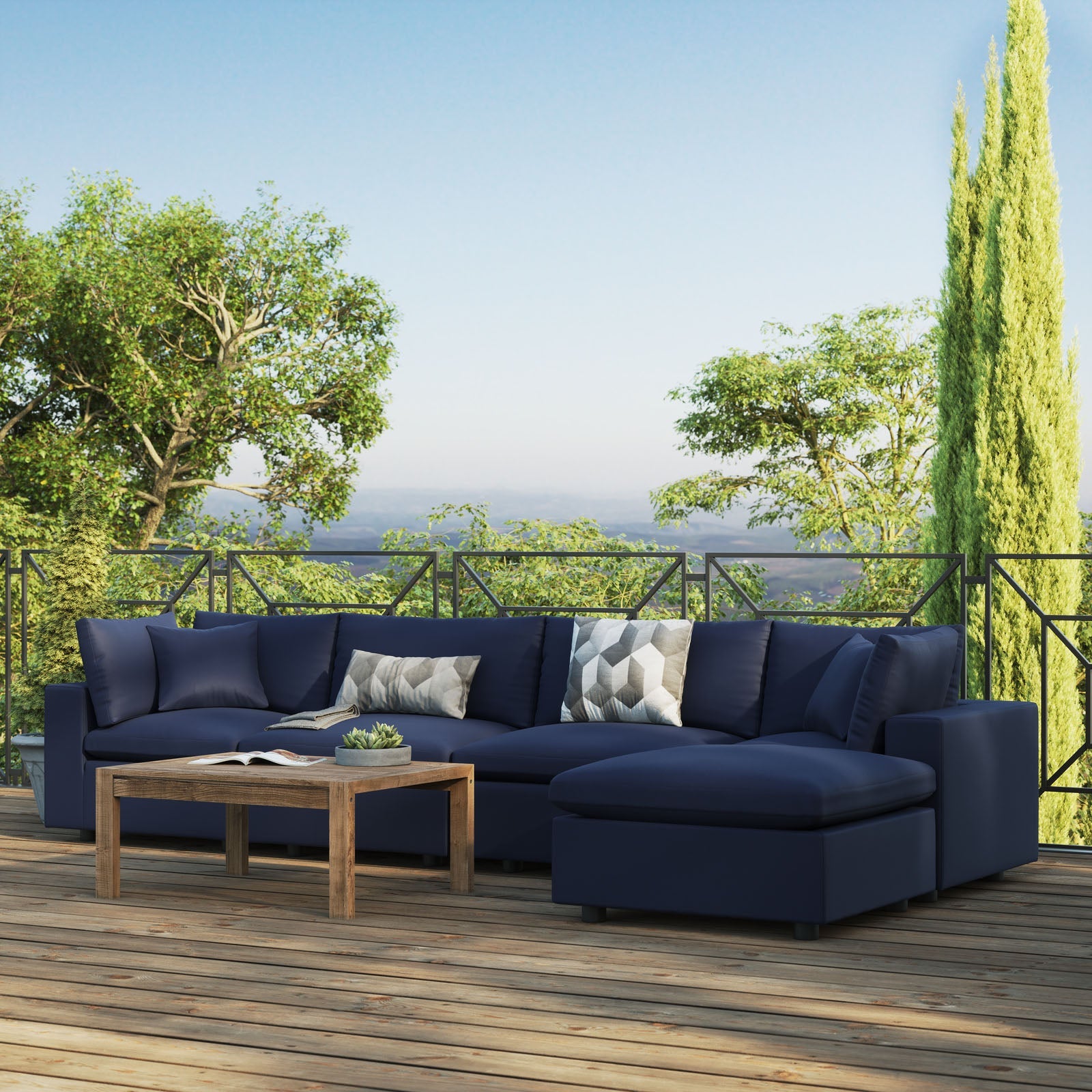 Modway Commix 5-Piece Outdoor Patio Sectional Sofa | Outdoor Sofas, Loveseats & Sectionals | 