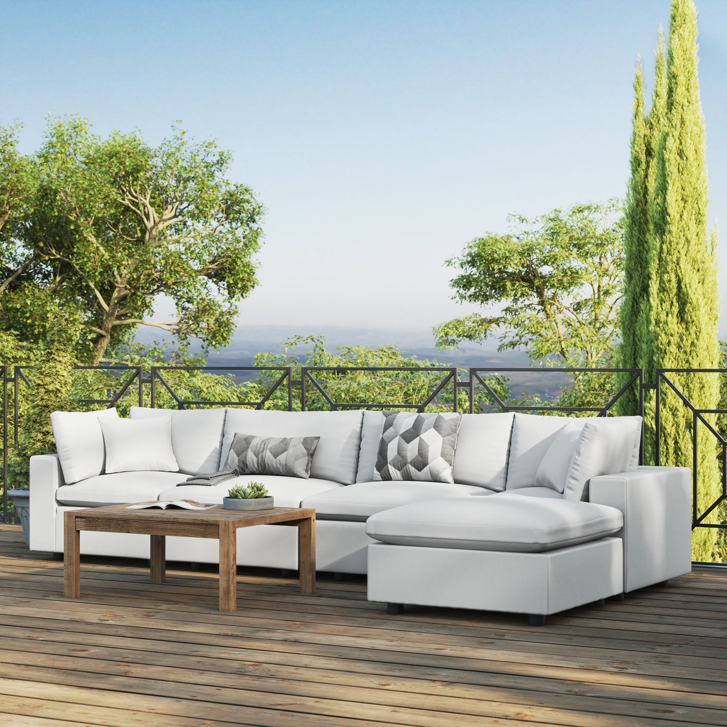 Modway Commix 5-Piece Outdoor Patio Sectional Sofa | Outdoor Sofas, Loveseats & Sectionals | 