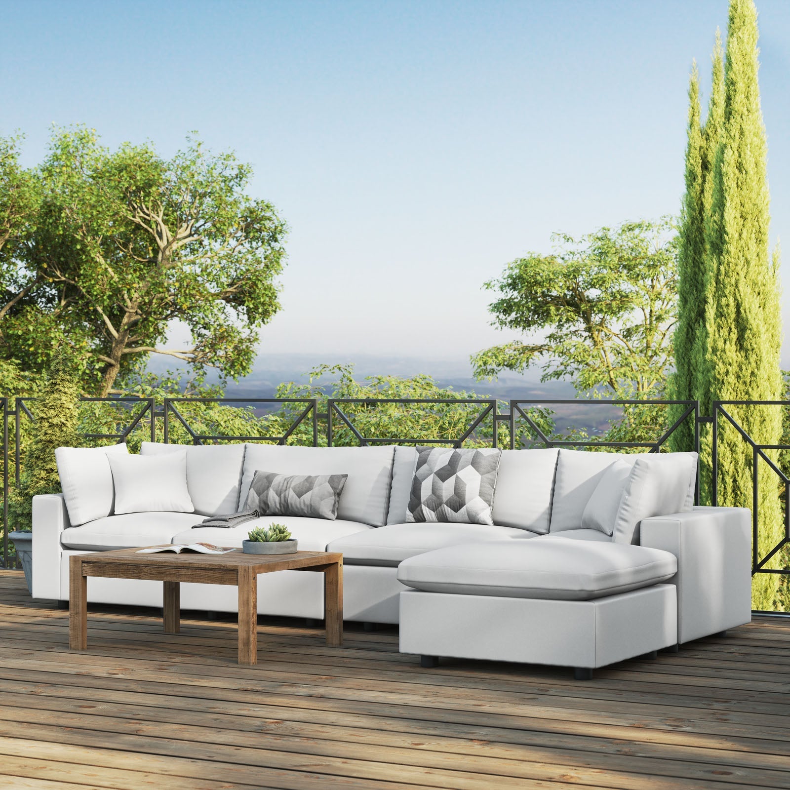 Modway Commix 5-Piece Outdoor Patio Sectional Sofa | Outdoor Sofas, Loveseats & Sectionals | 