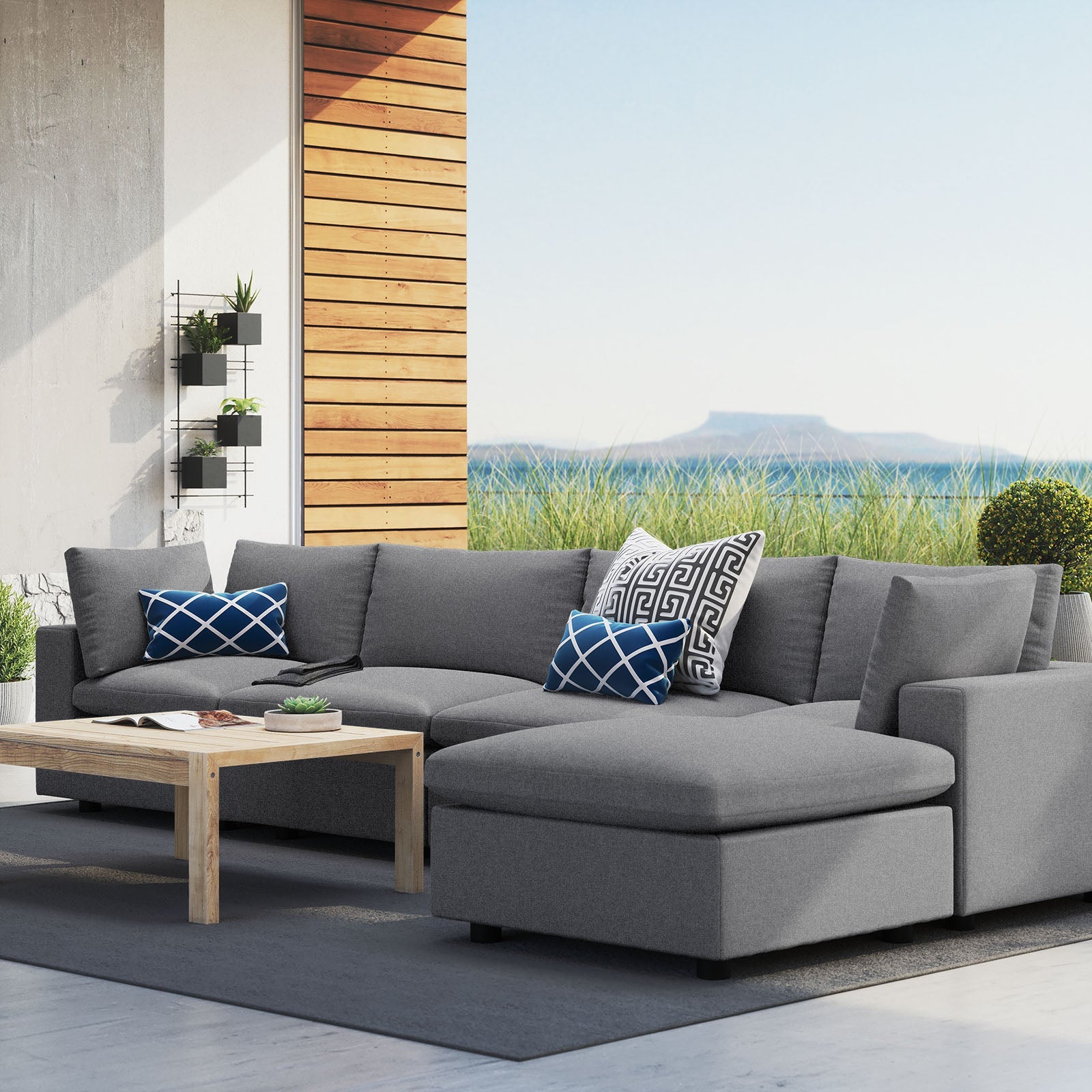 Modway Commix 5-Piece Sunbrella® Outdoor Patio Sectional Sofa | Outdoor Sofas, Loveseats & Sectionals | 