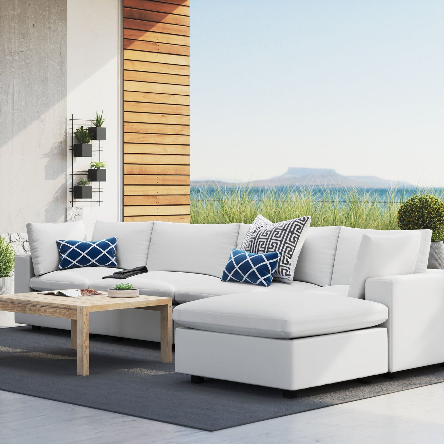 Modway Commix 5-Piece Sunbrella® Outdoor Patio Sectional Sofa | Outdoor Sofas, Loveseats & Sectionals | 
