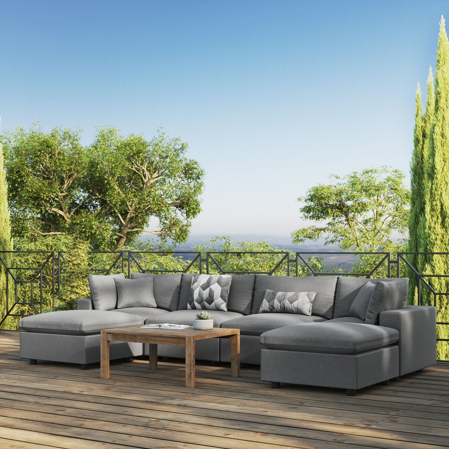 Modway Commix 6-Piece Outdoor Patio Sectional Sofa | Outdoor Sofas, Loveseats & Sectionals