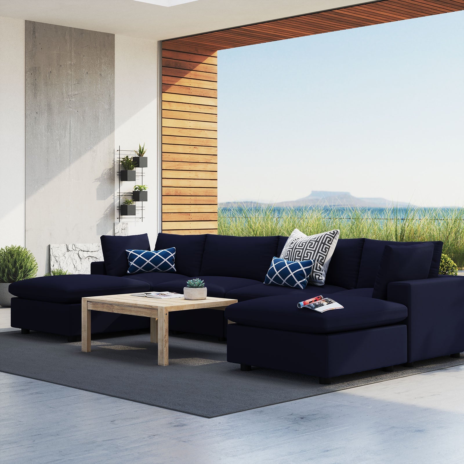 Modway Commix 6-Piece Sunbrella® Outdoor Patio Sectional Sofa | Outdoor Sofas, Loveseats & Sectionals