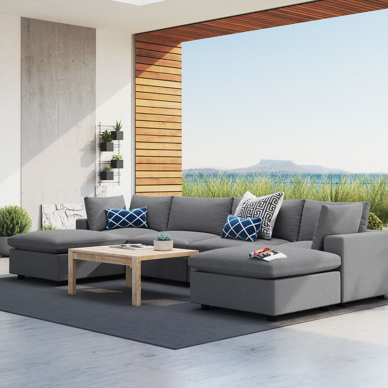 Modway Commix 6-Piece Sunbrella® Outdoor Patio Sectional Sofa | Outdoor Sofas, Loveseats & Sectionals | 