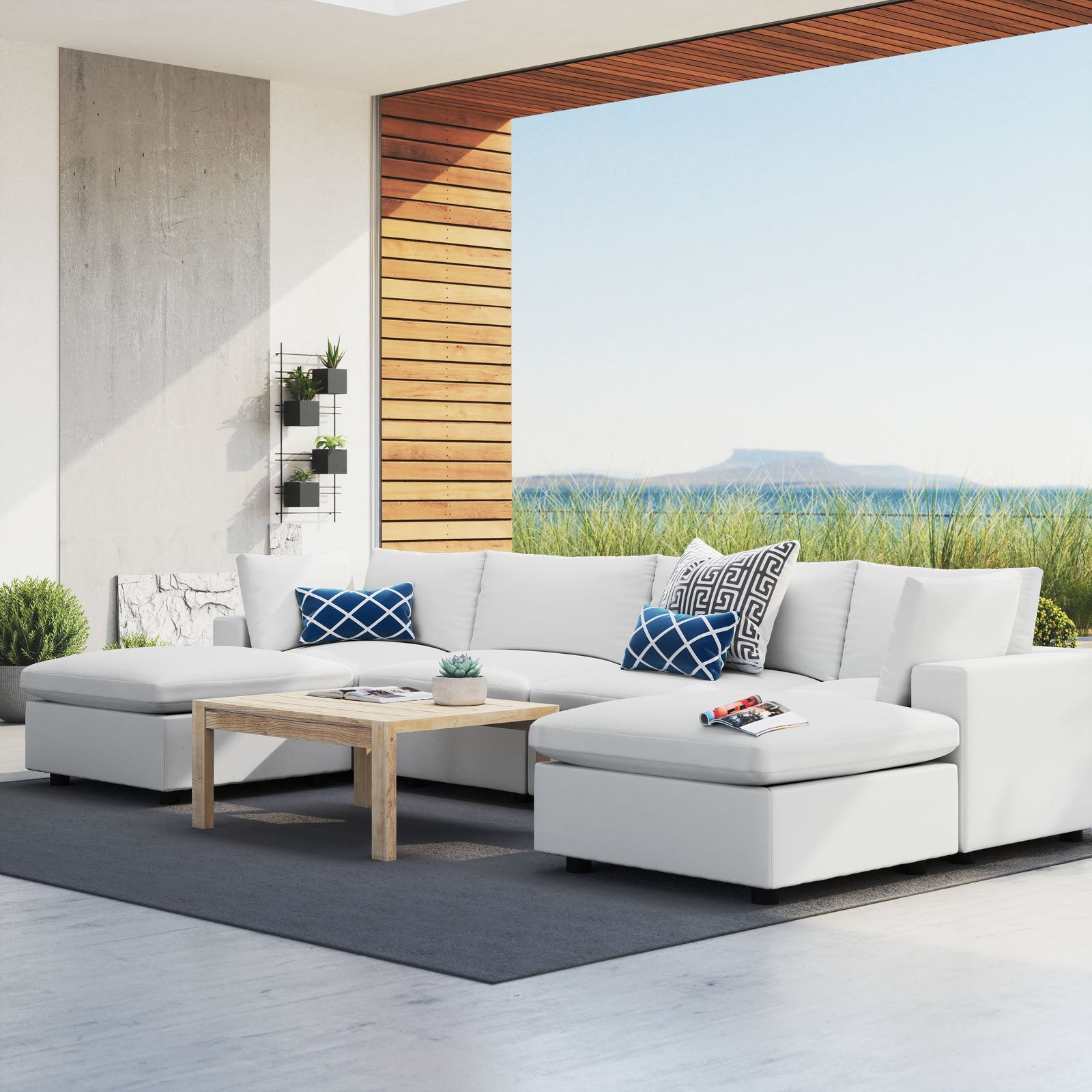Modway Commix 6-Piece Sunbrella® Outdoor Patio Sectional Sofa | Outdoor Sofas, Loveseats & Sectionals | 