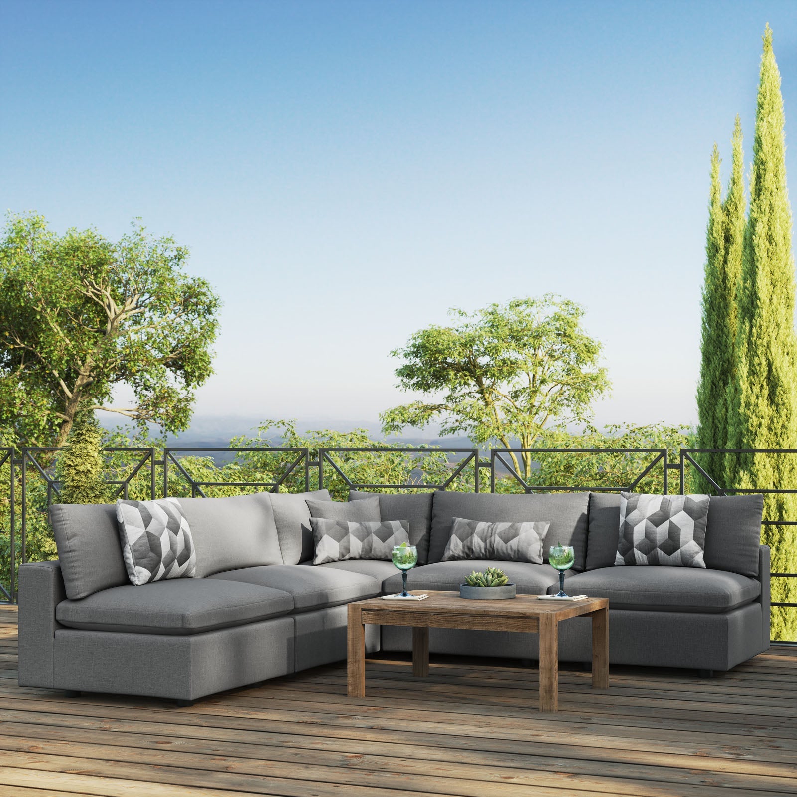 Modway Commix 5-Piece Outdoor Patio Sectional Sofa | Outdoor Sofas, Loveseats & Sectionals