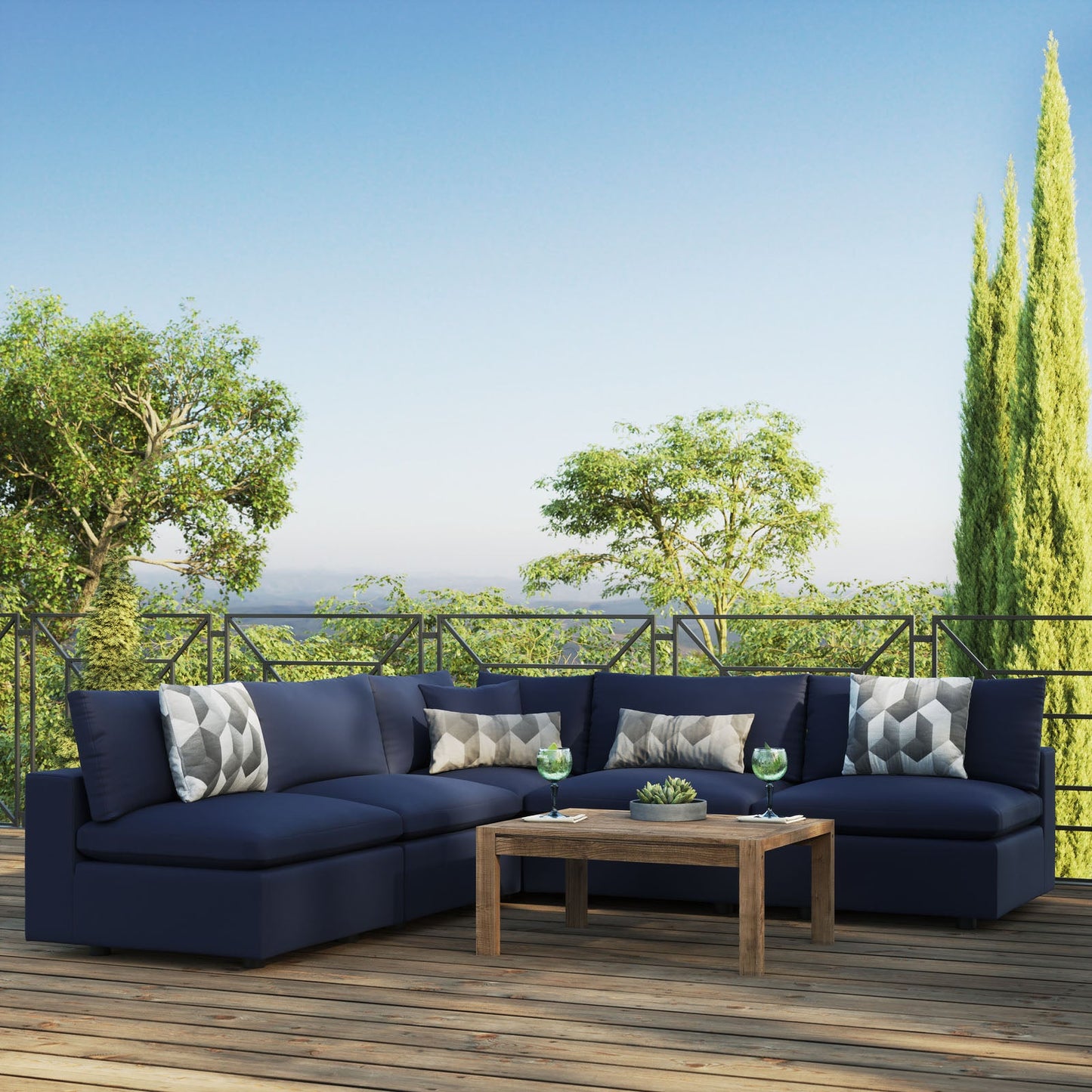 Modway Commix 5-Piece Outdoor Patio Sectional Sofa | Outdoor Sofas, Loveseats & Sectionals | 