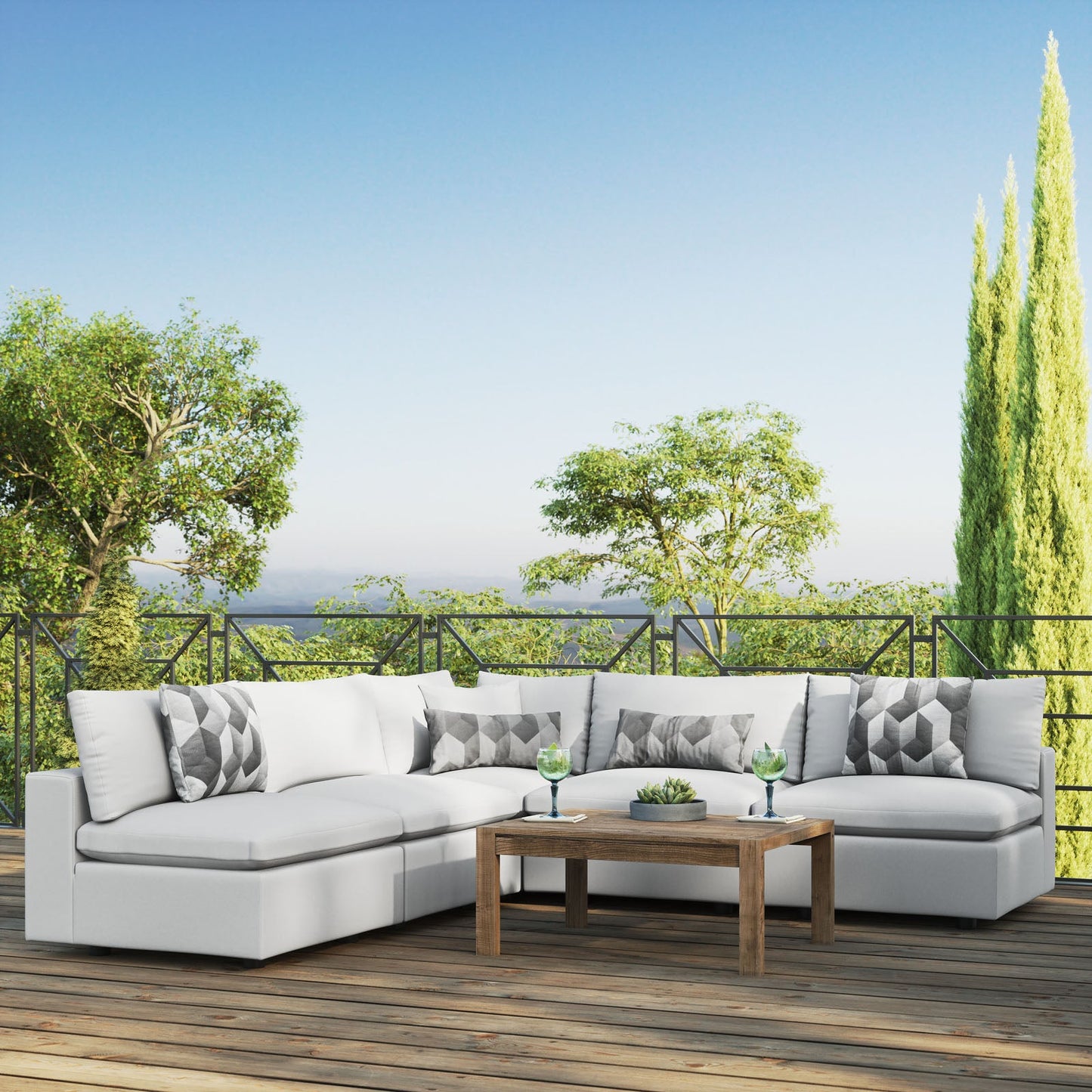 Modway Commix 5-Piece Outdoor Patio Sectional Sofa | Outdoor Sofas, Loveseats & Sectionals | 
