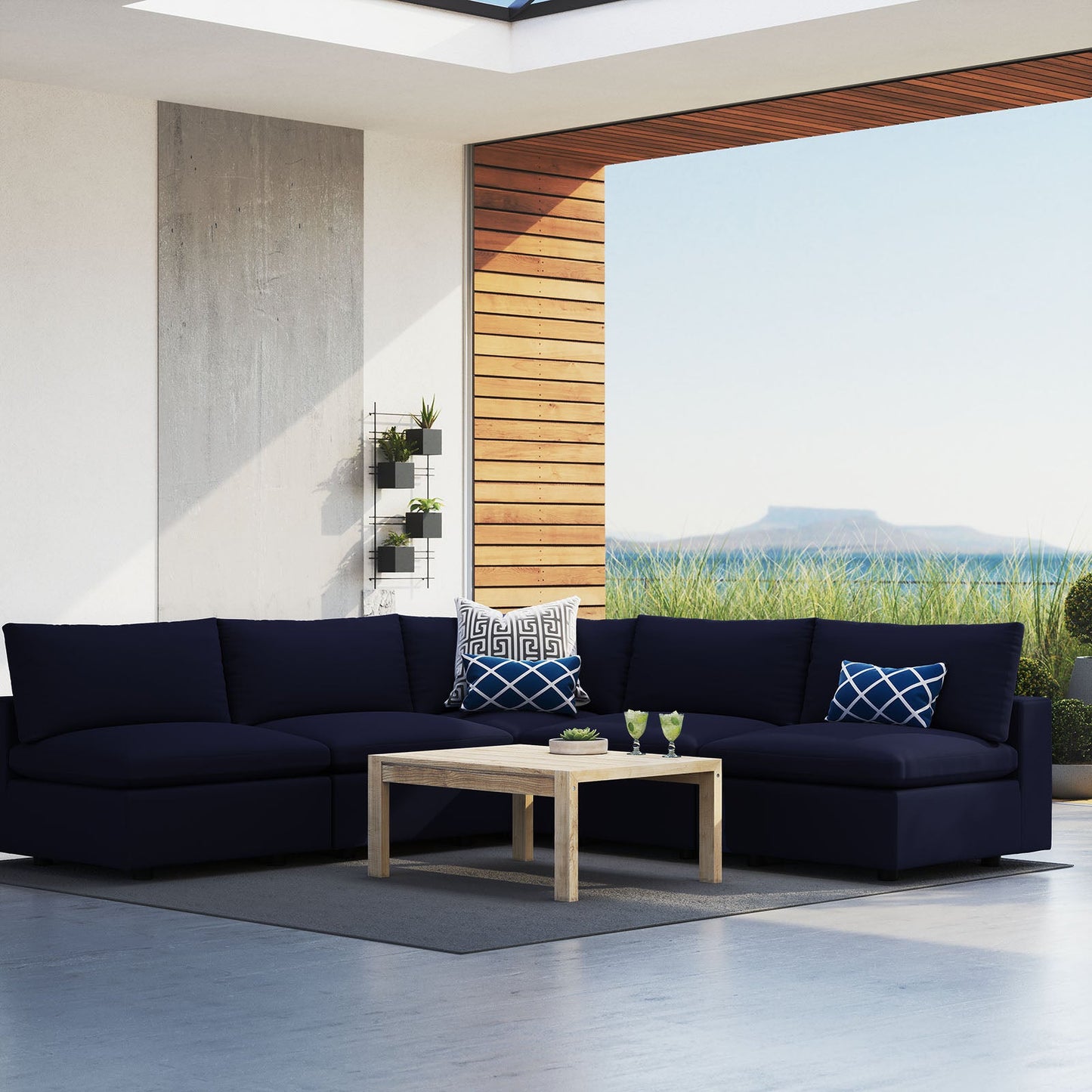 Modway Commix 5-Piece Sunbrella® Outdoor Patio Sectional Sofa | Outdoor Sofas, Loveseats & Sectionals
