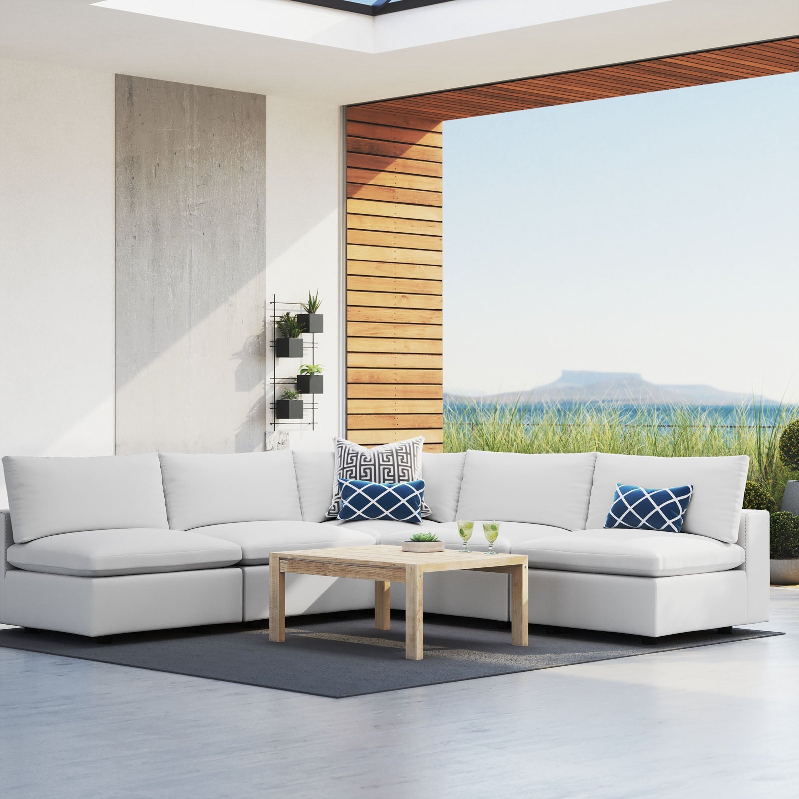 Modway Commix 5-Piece Sunbrella® Outdoor Patio Sectional Sofa | Outdoor Sofas, Loveseats & Sectionals | 