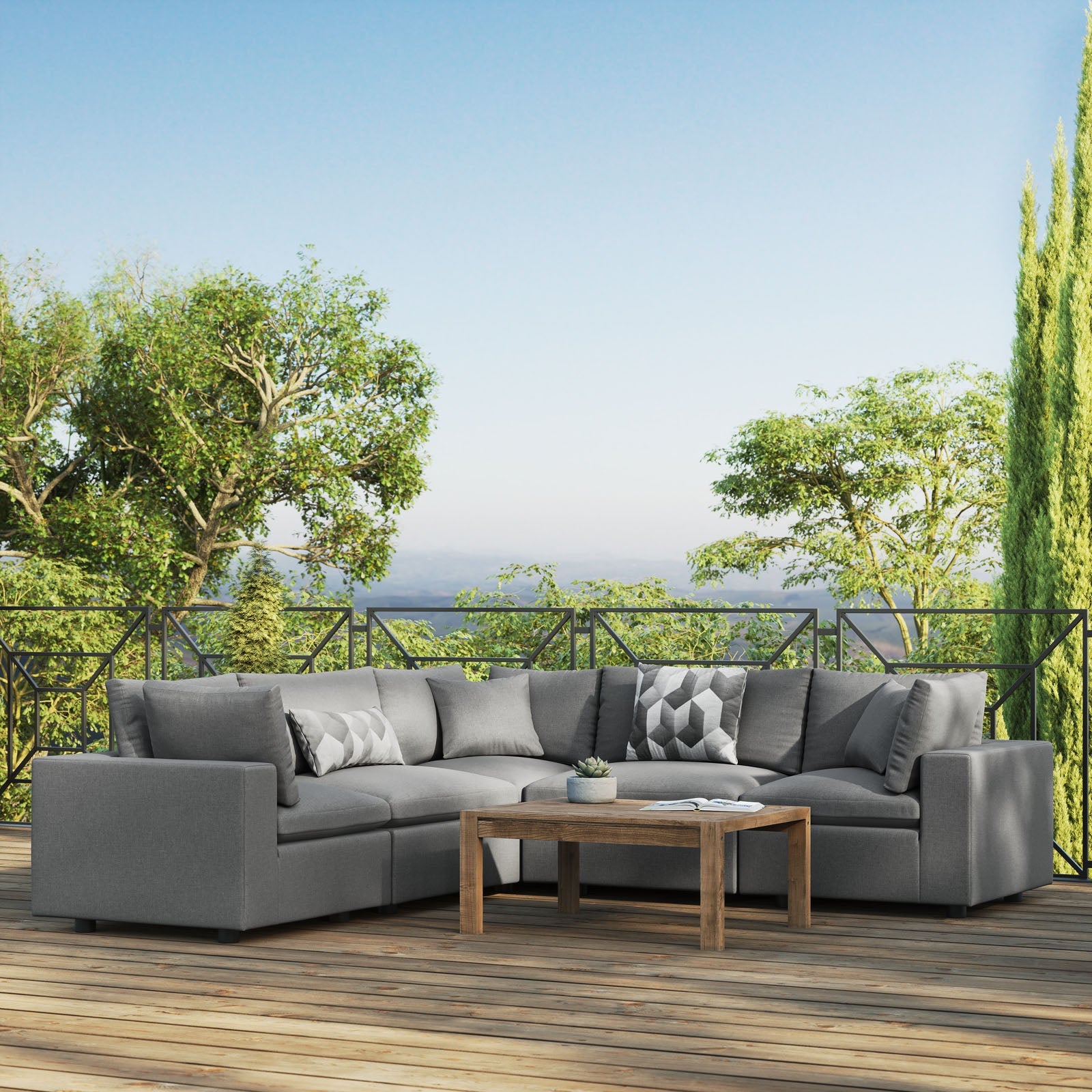 Modway Commix 5-Piece Outdoor Patio Sectional Sofa | Outdoor Sofas, Loveseats & Sectionals