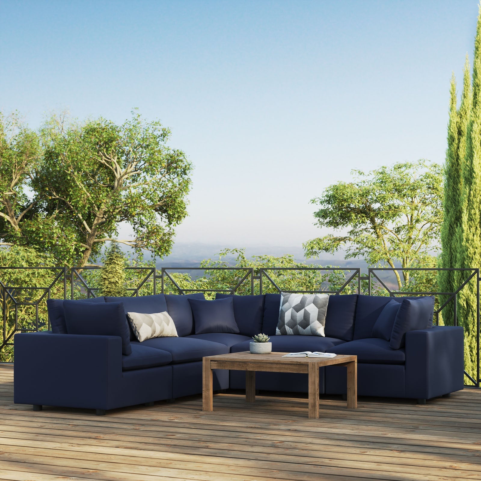 Modway Commix 5-Piece Outdoor Patio Sectional Sofa | Outdoor Sofas, Loveseats & Sectionals | 