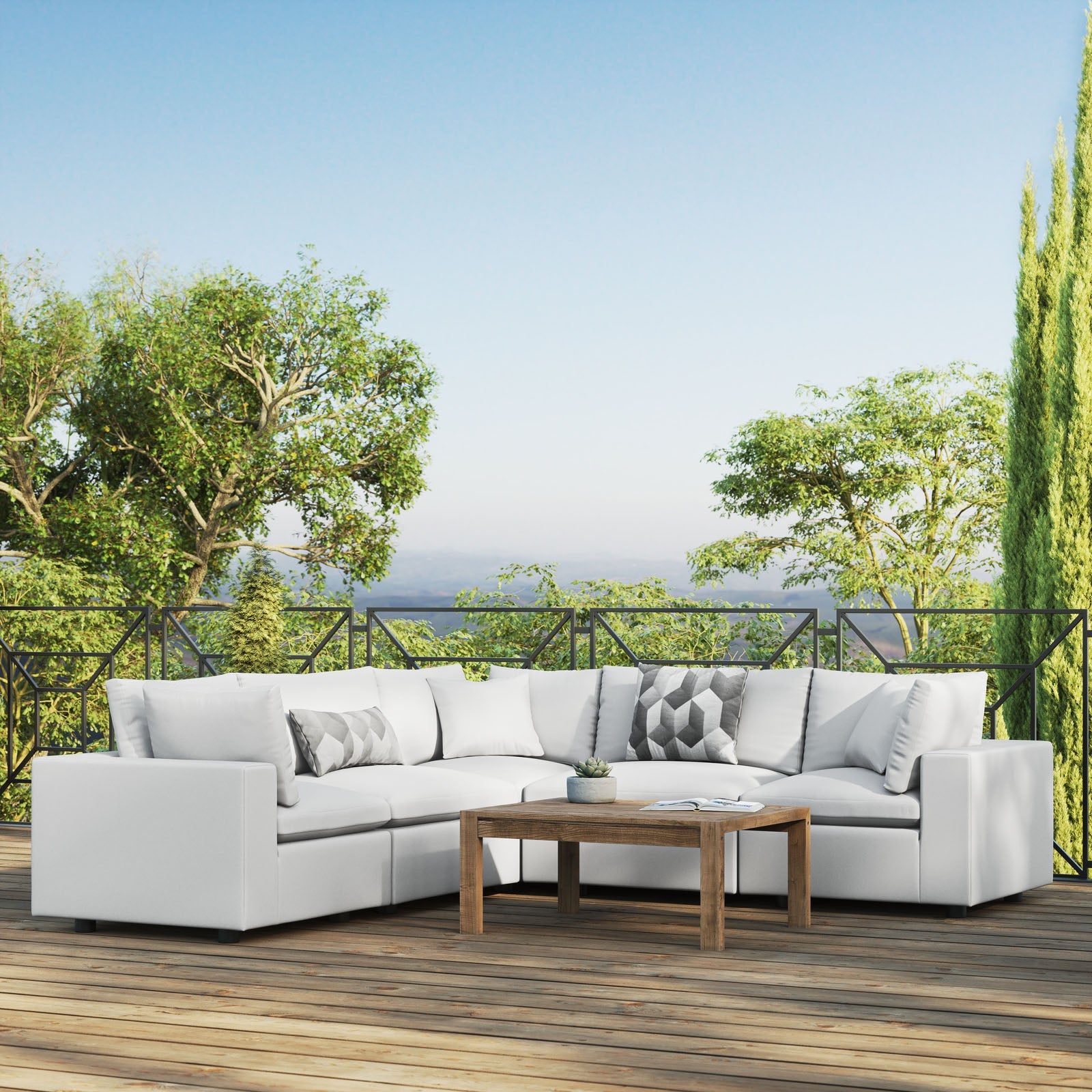 Modway Commix 5-Piece Outdoor Patio Sectional Sofa | Outdoor Sofas, Loveseats & Sectionals | 