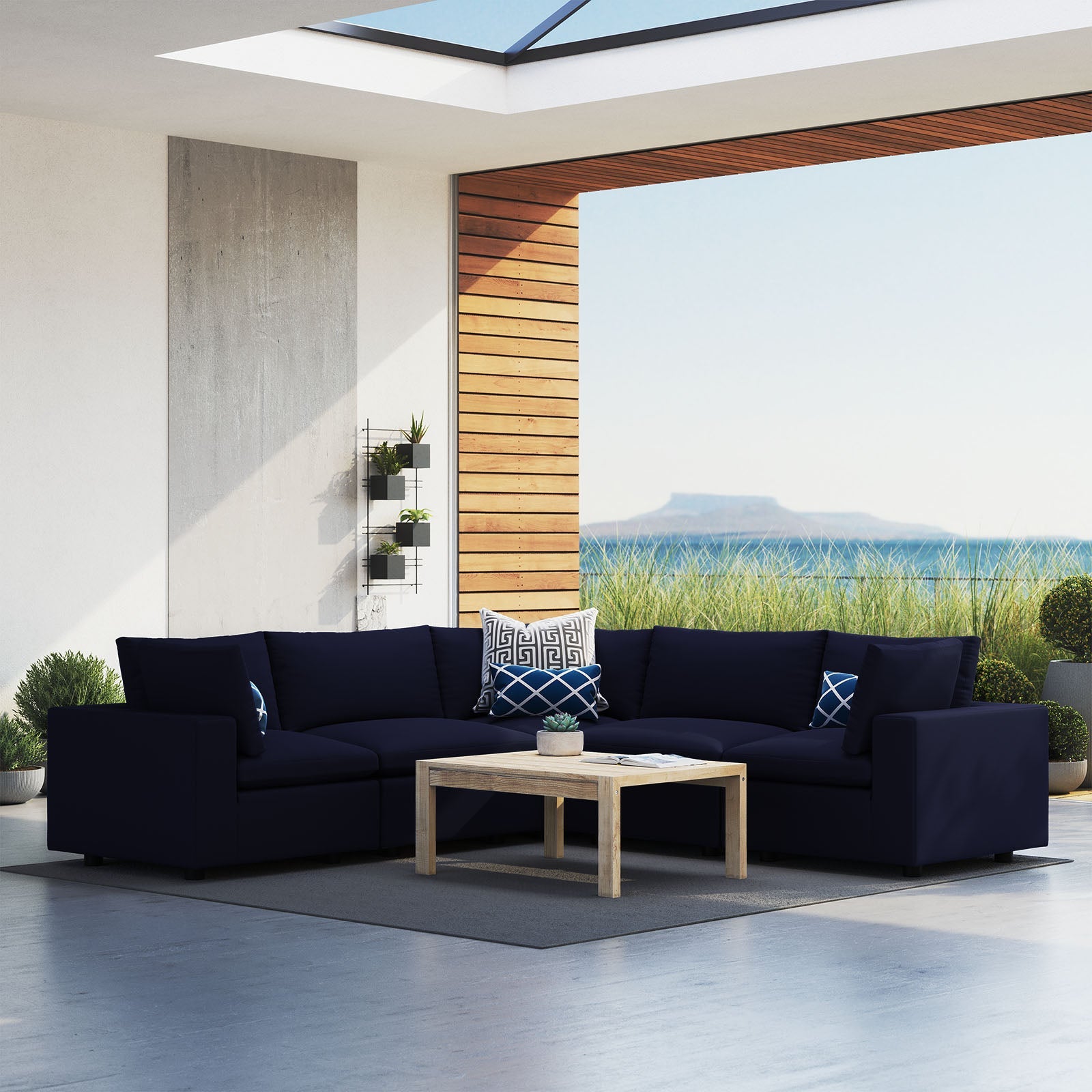 Modway Commix 5-Piece Sunbrella® Outdoor Patio Sectional Sofa | Outdoor Sofas, Loveseats & Sectionals