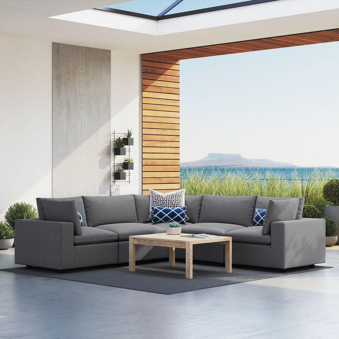 Modway Commix 5-Piece Sunbrella® Outdoor Patio Sectional Sofa | Outdoor Sofas, Loveseats & Sectionals | 
