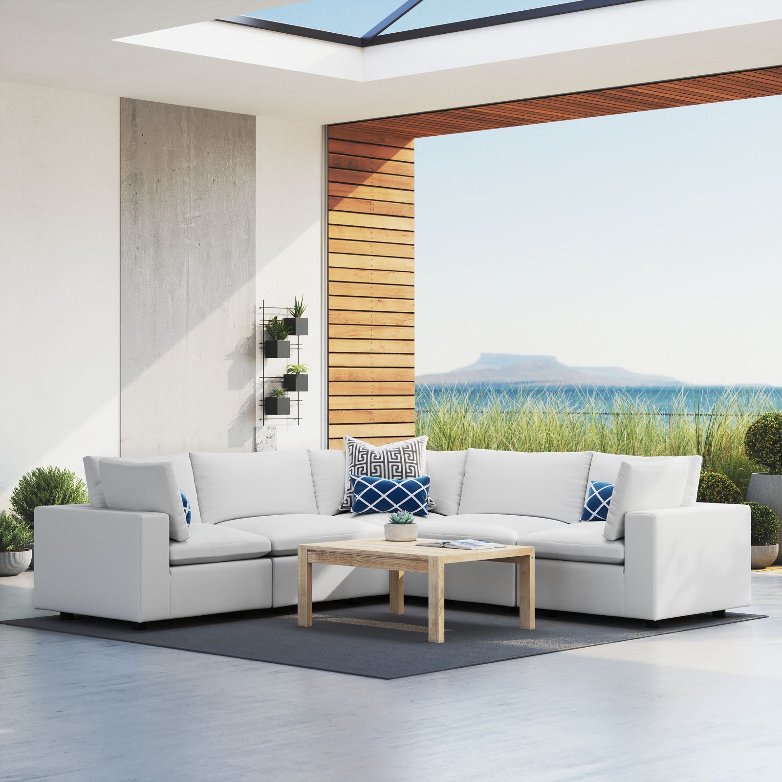 Modway Commix 5-Piece Sunbrella® Outdoor Patio Sectional Sofa | Outdoor Sofas, Loveseats & Sectionals | 
