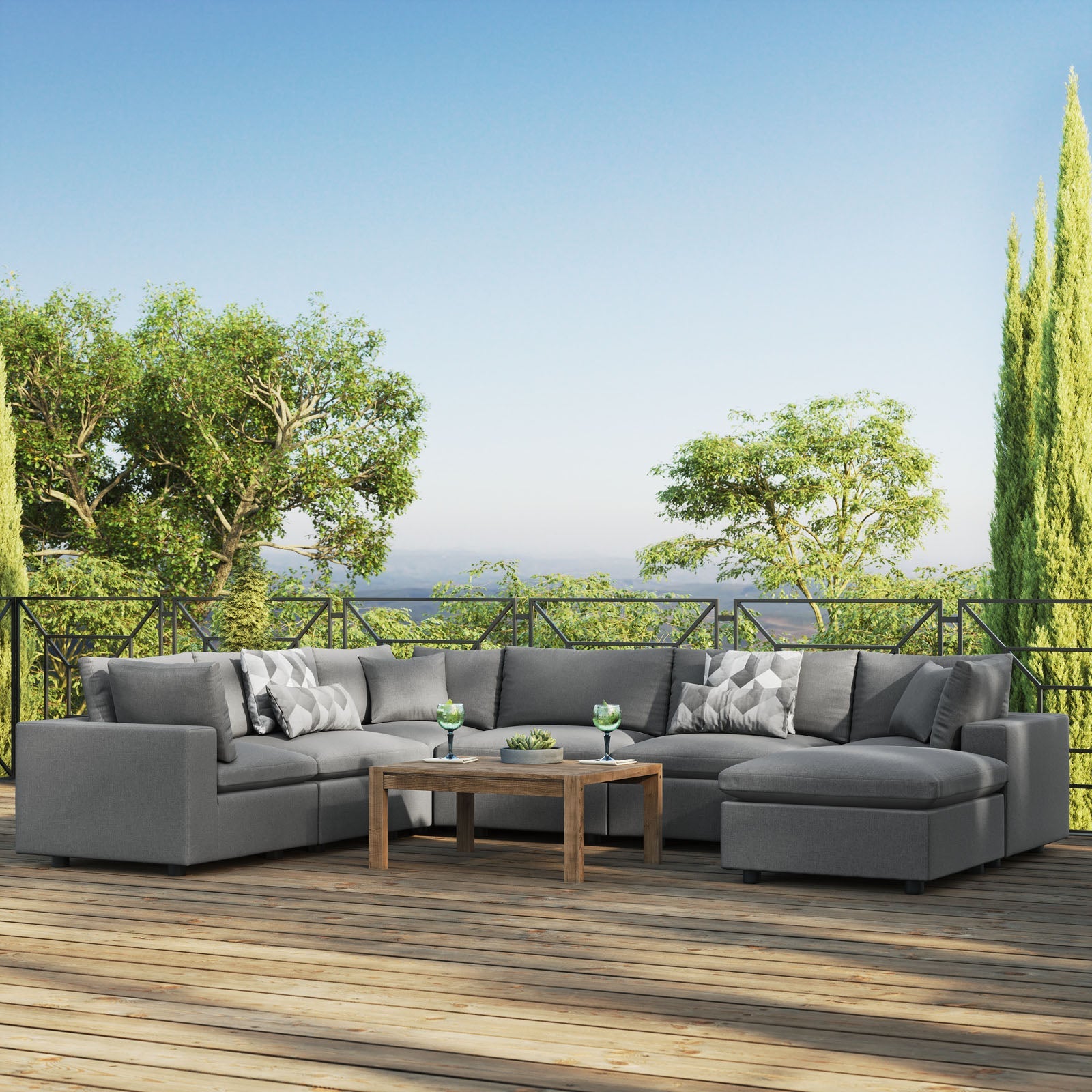 Modway Commix 7-Piece Outdoor Patio Sectional Sofa | Outdoor Sofas, Loveseats & Sectionals