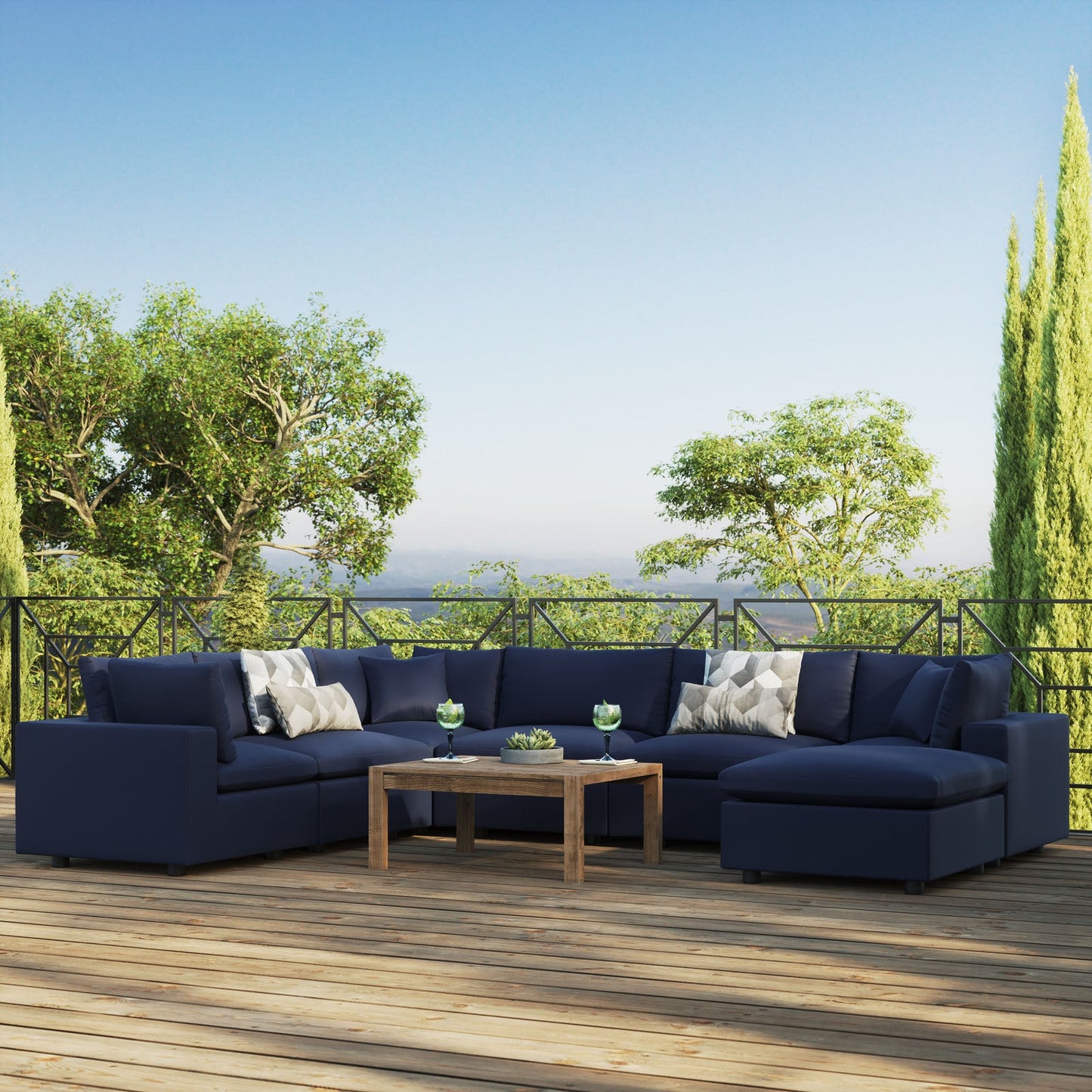 Modway Commix 7-Piece Outdoor Patio Sectional Sofa | Outdoor Sofas, Loveseats & Sectionals | 