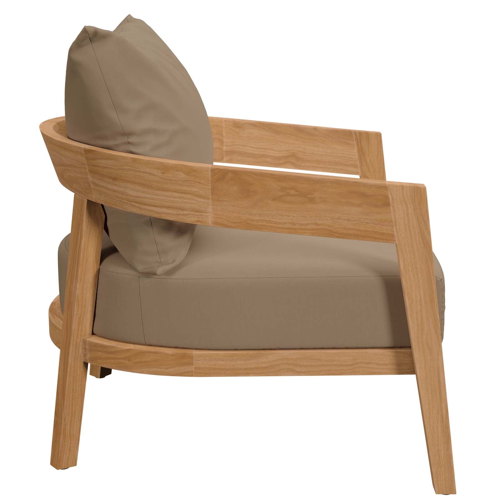 Brisbane Teak Wood Outdoor Patio Armchair By Modway - EEI-5602-NAT-GRY | Outdoor Chairs |  Modishstore - 10
