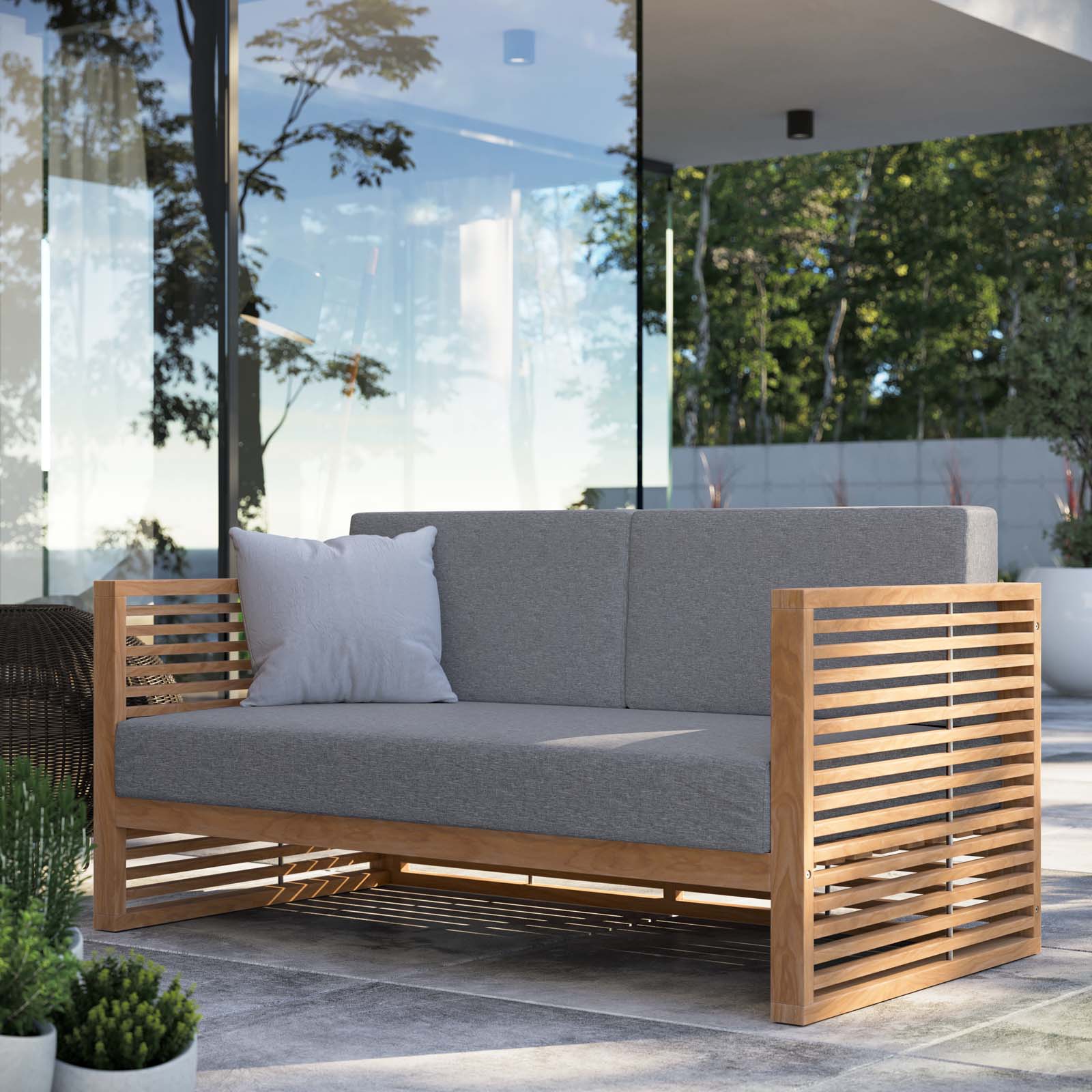 Carlsbad Teak Wood Outdoor Patio Loveseat By Modway - EEI-5605 | Outdoor Sofas, Loveseats & Sectionals