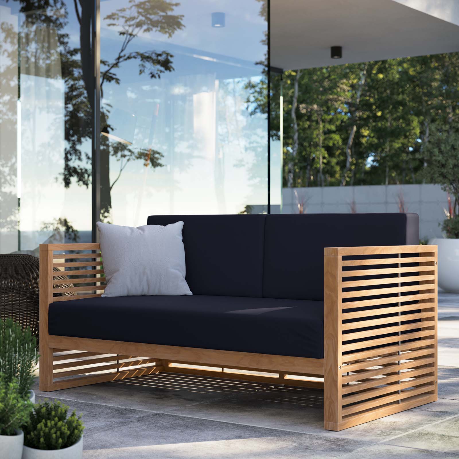 Carlsbad Teak Wood Outdoor Patio Loveseat By Modway - EEI-5605 | Outdoor Sofas, Loveseats & Sectionals - 9
