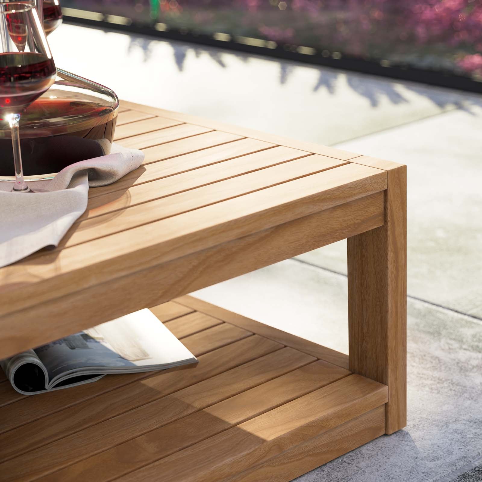 Carlsbad Teak Wood Outdoor Patio Coffee Table By Modway - EEI-5608 | Outdoor Tables - 8