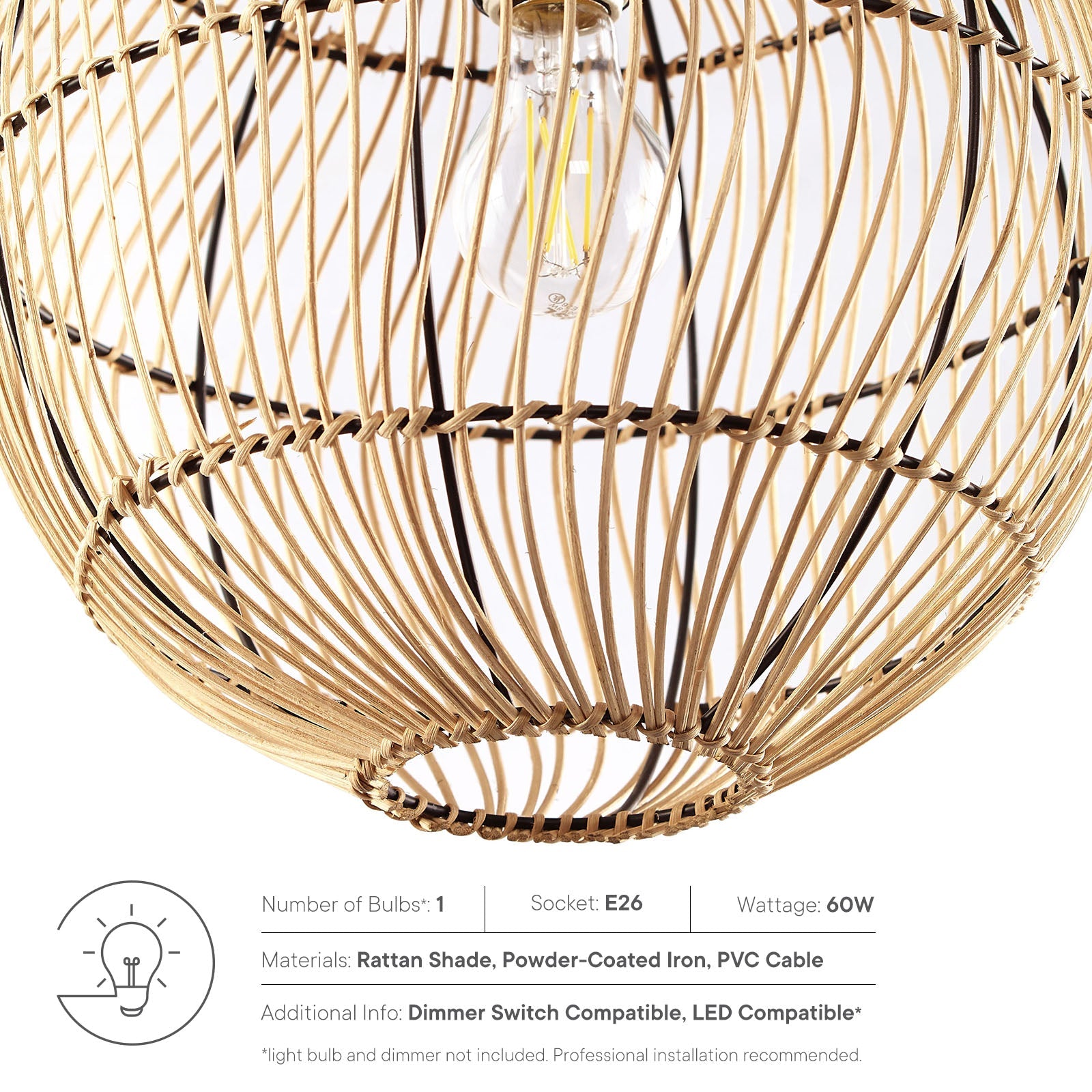 Nurture Rattan Pendant Light By Modway - EEI-5612 | Ceiling Lamps | Modishstore - 4