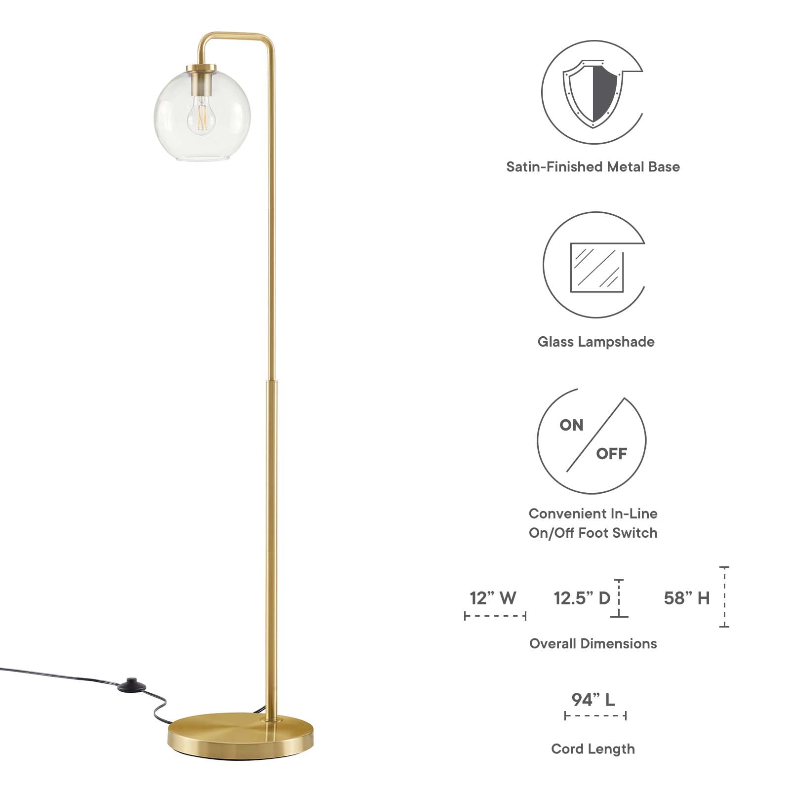 Silo Glass Globe Glass And Metal Floor Lamp By Modway - EEI-5616-BLK | Floor Lamps |  Modishstore - 11