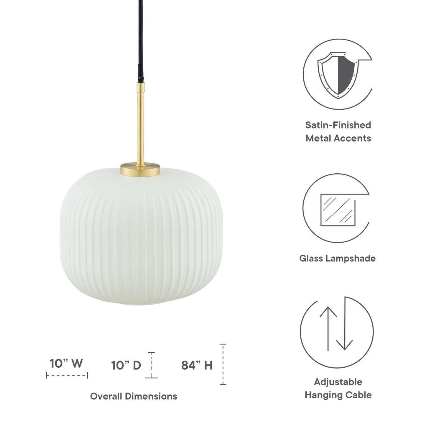 Reprise Glass Pendant Light By Modway - EEI-5620-WHI-SBR | Ceiling Lamps |  Modishstore - 4