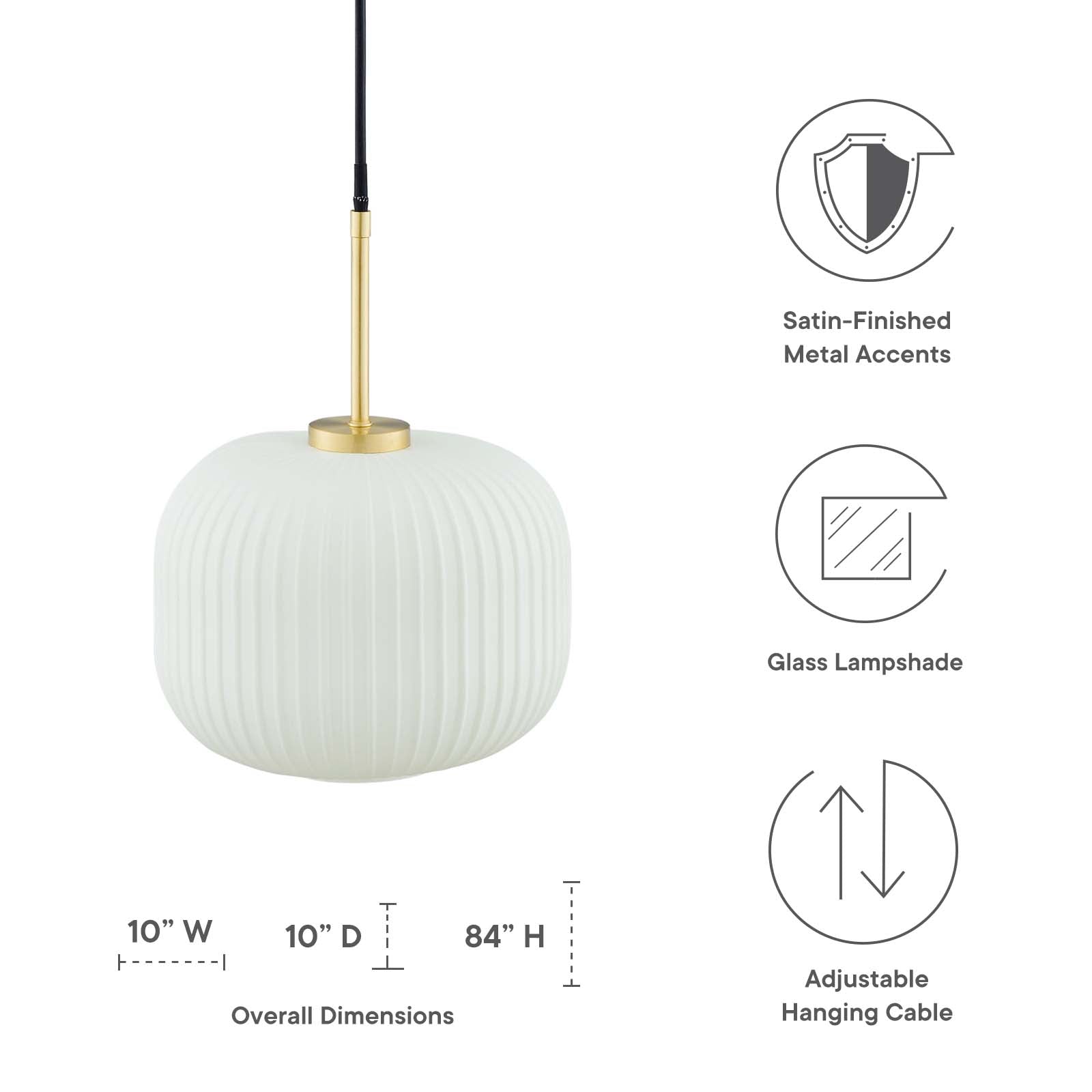 Reprise Glass Pendant Light By Modway - EEI-5620-WHI-SBR | Ceiling Lamps |  Modishstore - 4