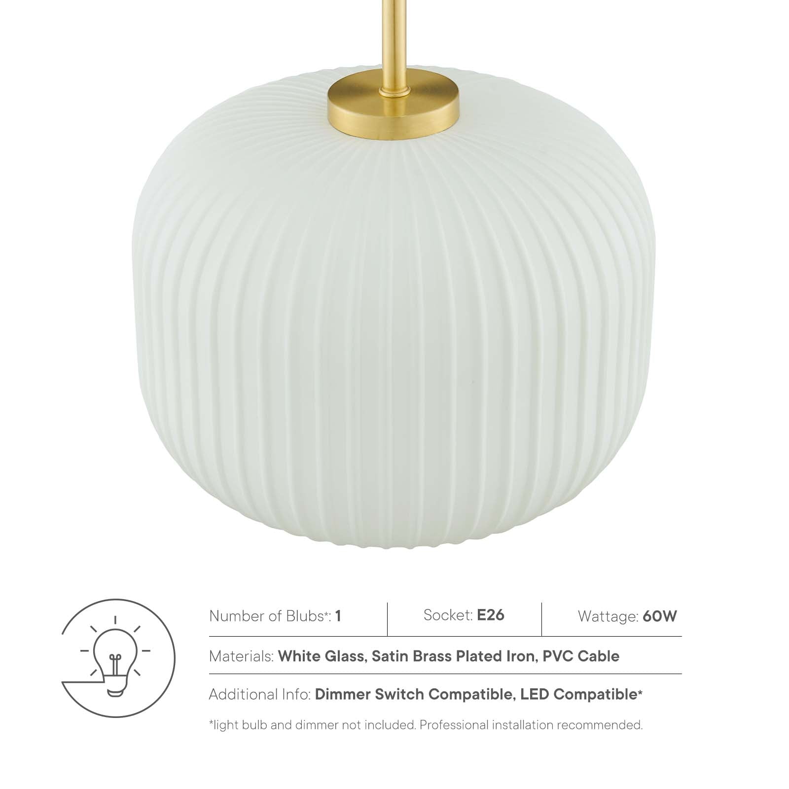 Reprise Glass Pendant Light By Modway - EEI-5620-WHI-SBR | Ceiling Lamps |  Modishstore - 5