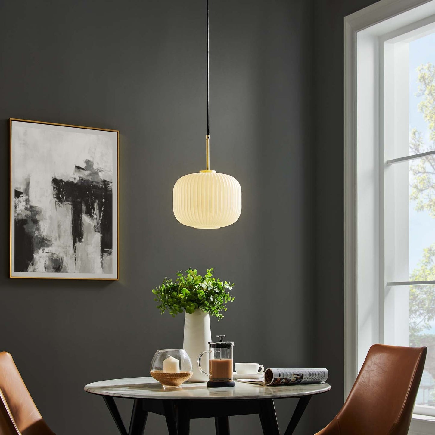 Reprise Glass Pendant Light By Modway - EEI-5620-WHI-SBR | Ceiling Lamps |  Modishstore