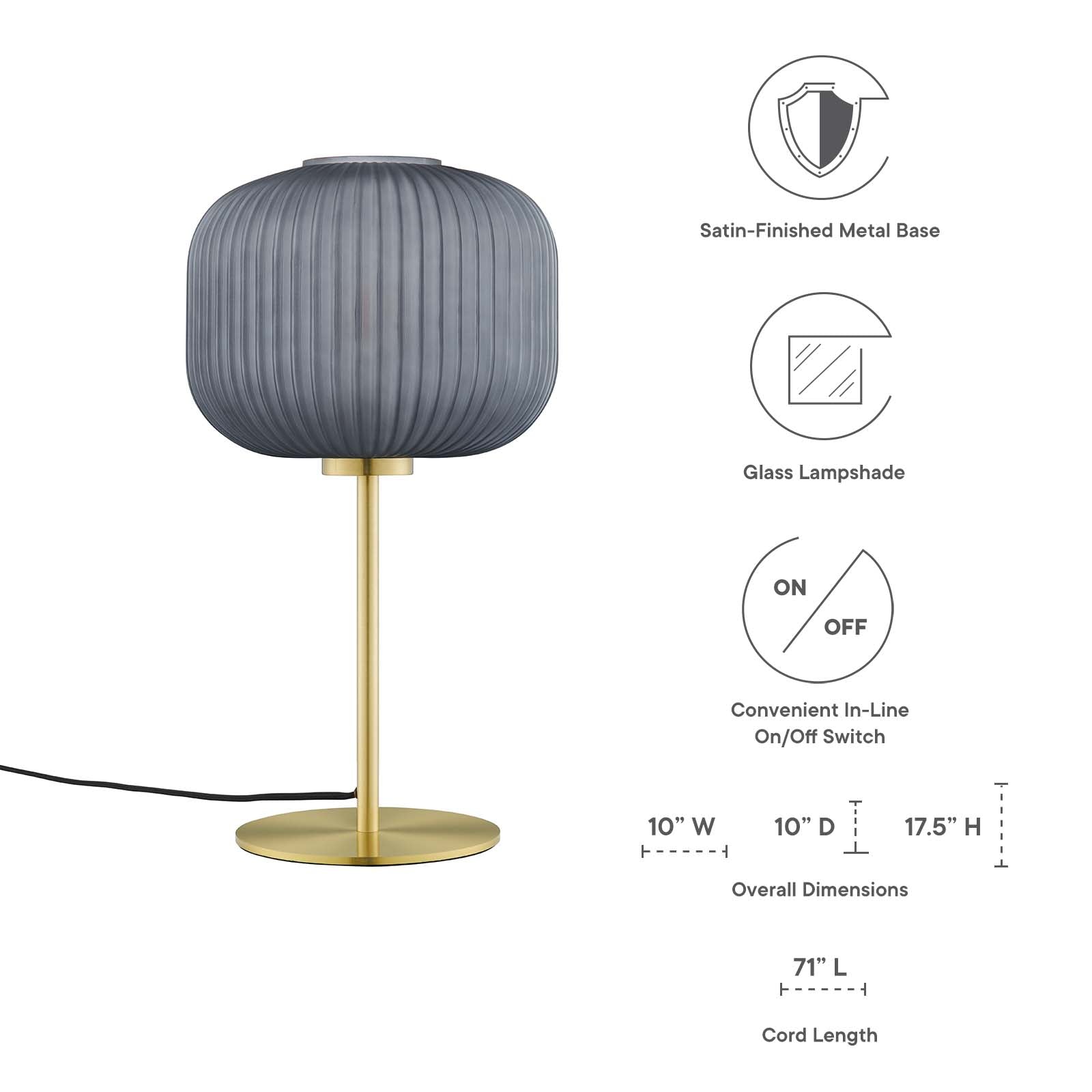 Reprise Glass Sphere Glass And Metal Table Lamp By Modway - EEI-5622-BLK-SBR | Table Lamps |  Modishstore - 3