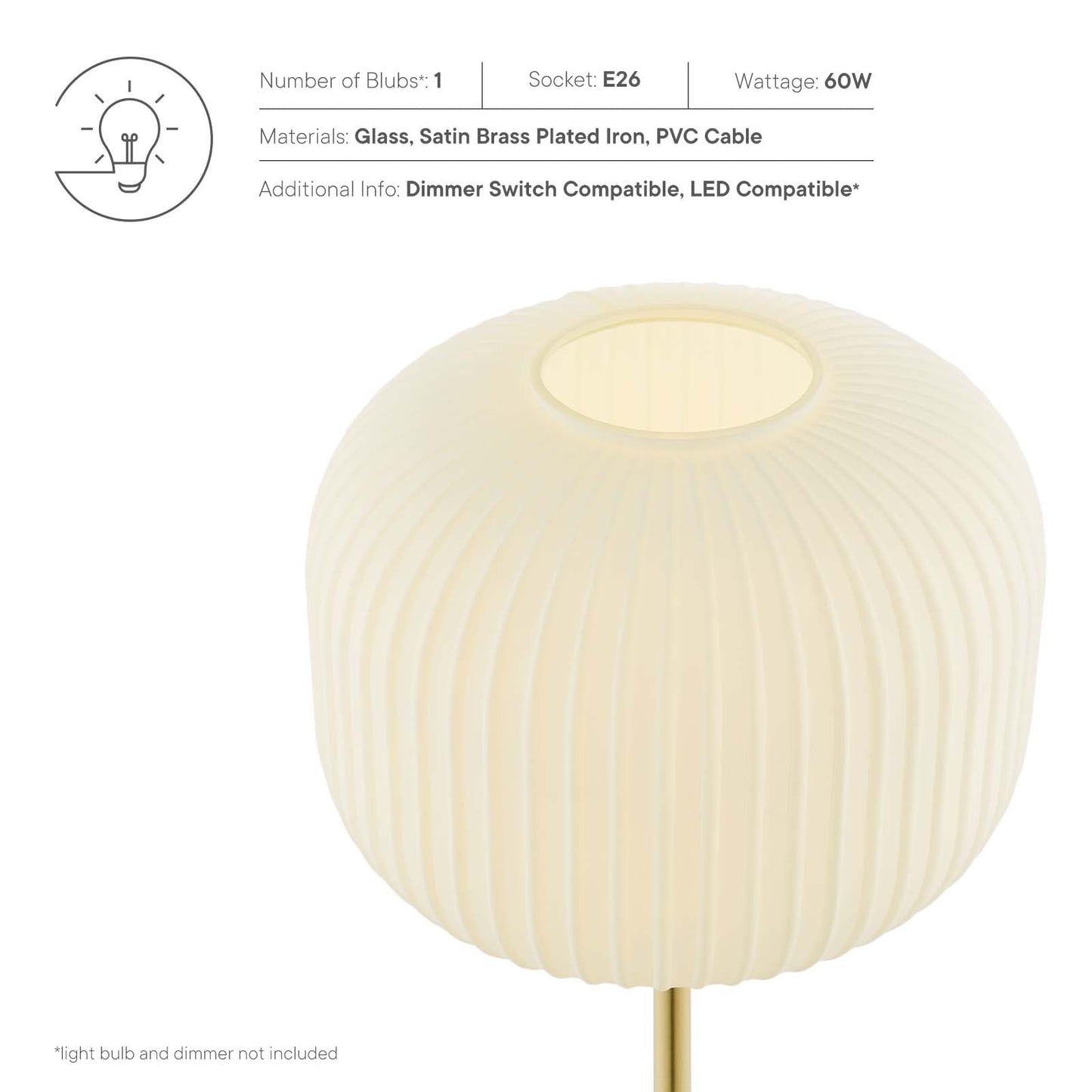 Reprise Glass Sphere Glass And Metal Table Lamp By Modway - EEI-5622-BLK-SBR | Table Lamps |  Modishstore - 11