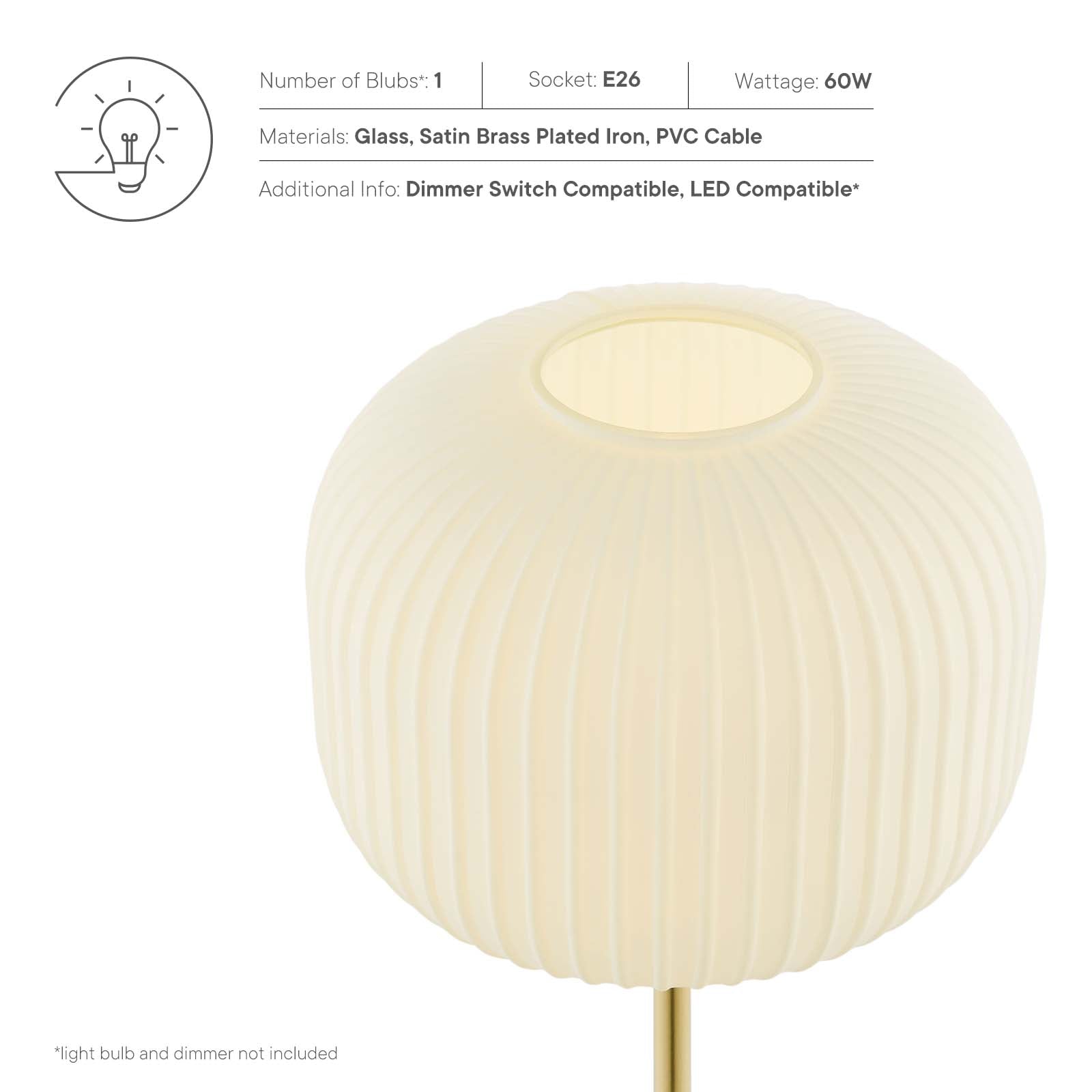 Reprise Glass Sphere Glass And Metal Table Lamp By Modway - EEI-5622-BLK-SBR | Table Lamps |  Modishstore - 11