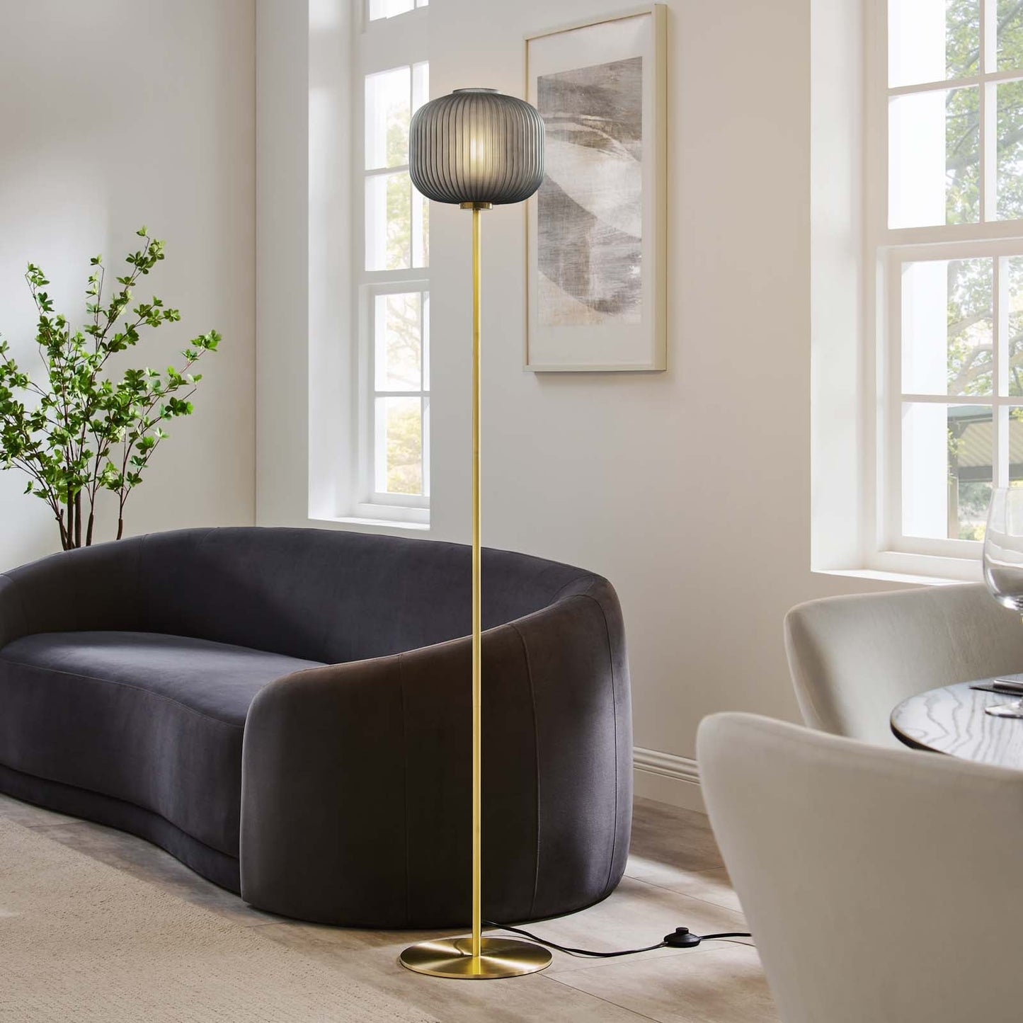 Reprise Glass Sphere Glass And Metal Floor Lamp By Modway - EEI-5623-BLK-SBR | Floor Lamps |  Modishstore - 7