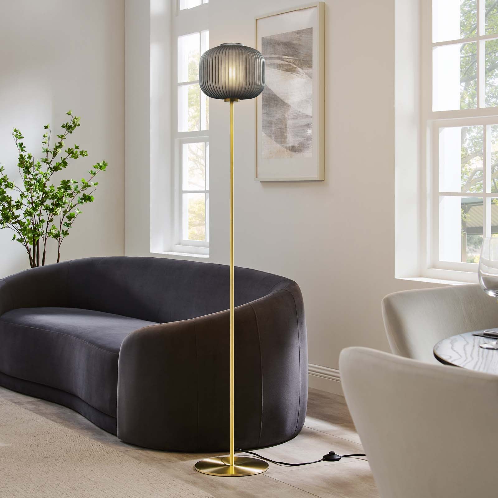 Reprise Glass Sphere Glass And Metal Floor Lamp By Modway - EEI-5623-BLK-SBR | Floor Lamps |  Modishstore - 7