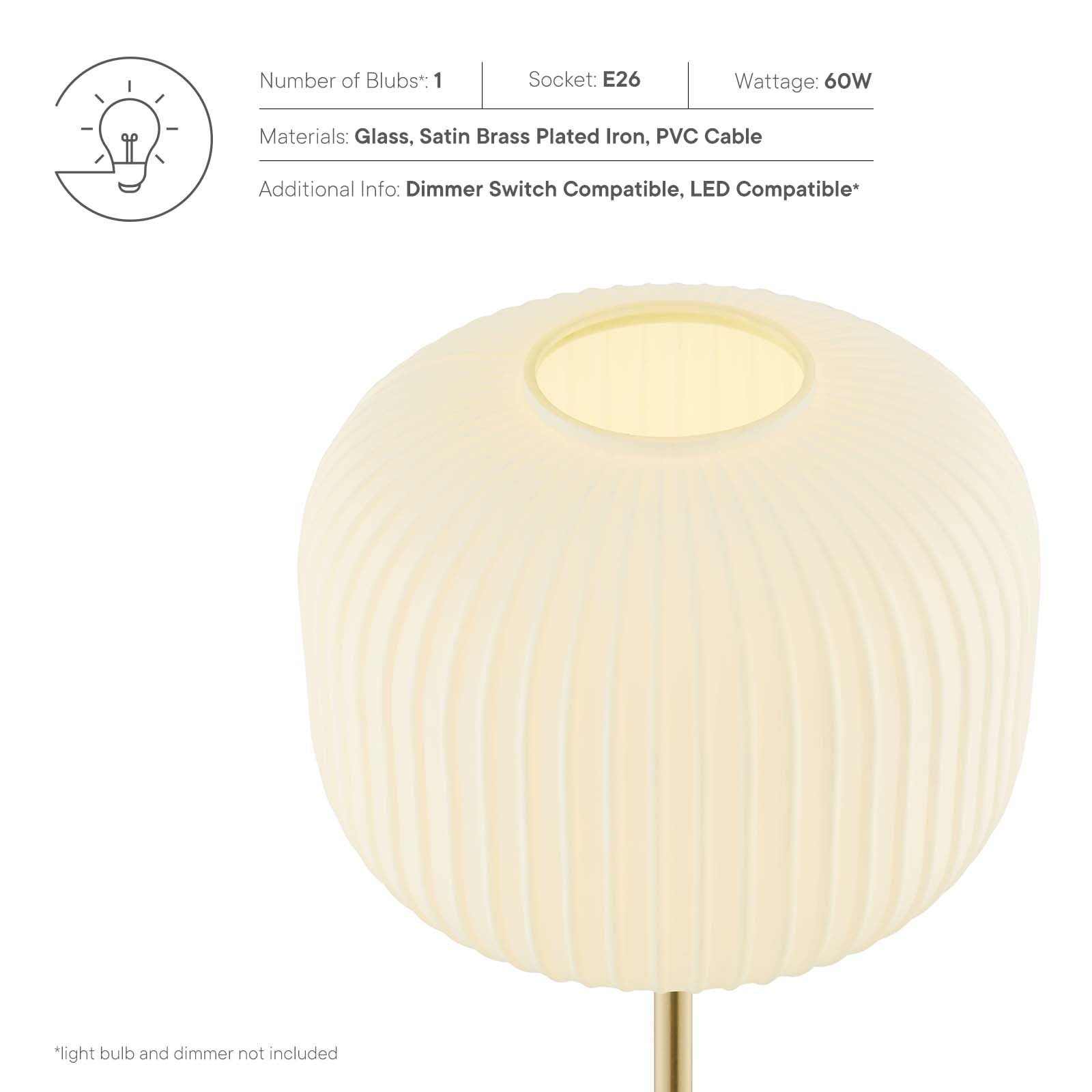 Reprise Glass Sphere Glass And Metal Floor Lamp By Modway - EEI-5623-BLK-SBR | Floor Lamps |  Modishstore - 10