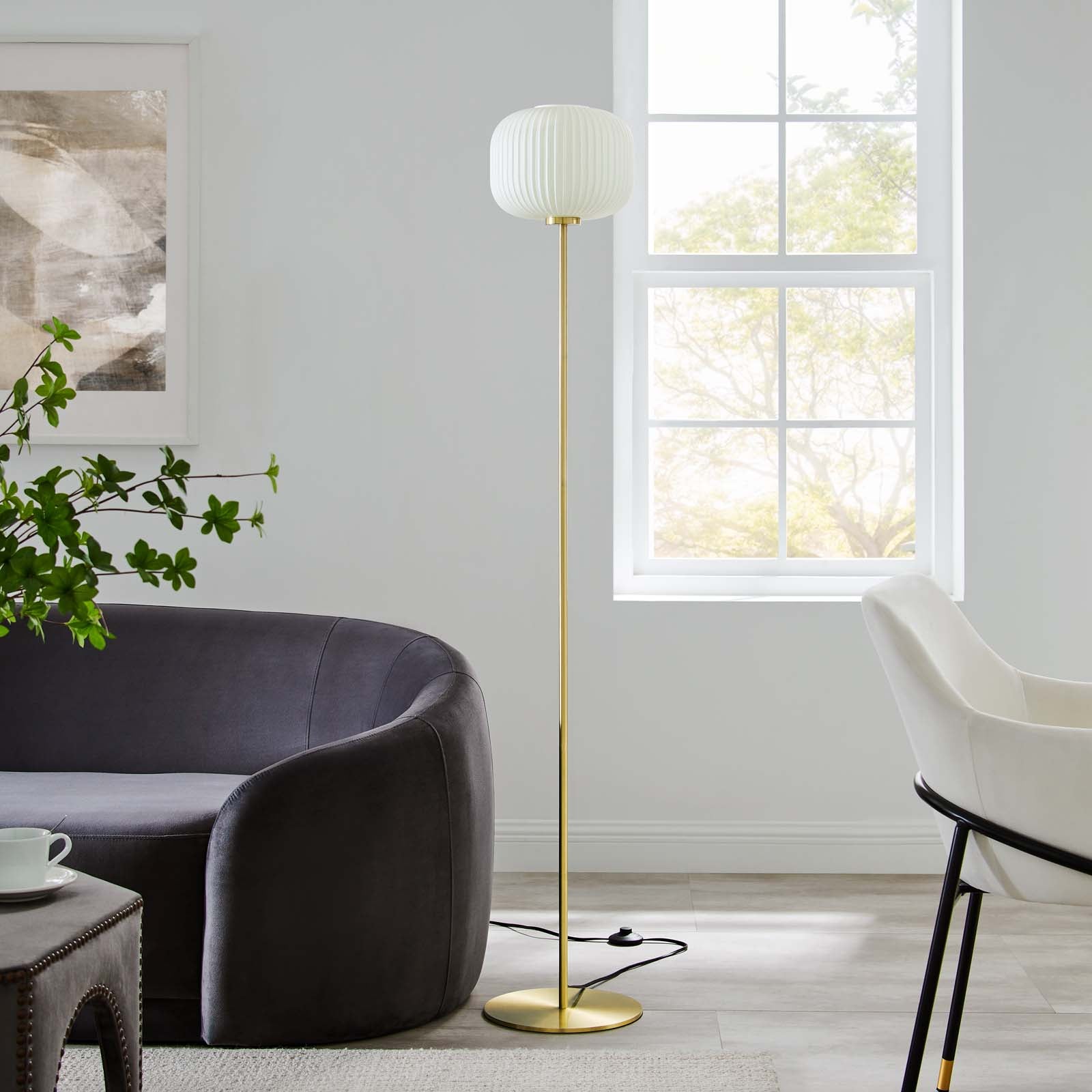 Reprise Glass Sphere Glass And Metal Floor Lamp By Modway - EEI-5623-BLK-SBR | Floor Lamps |  Modishstore - 14