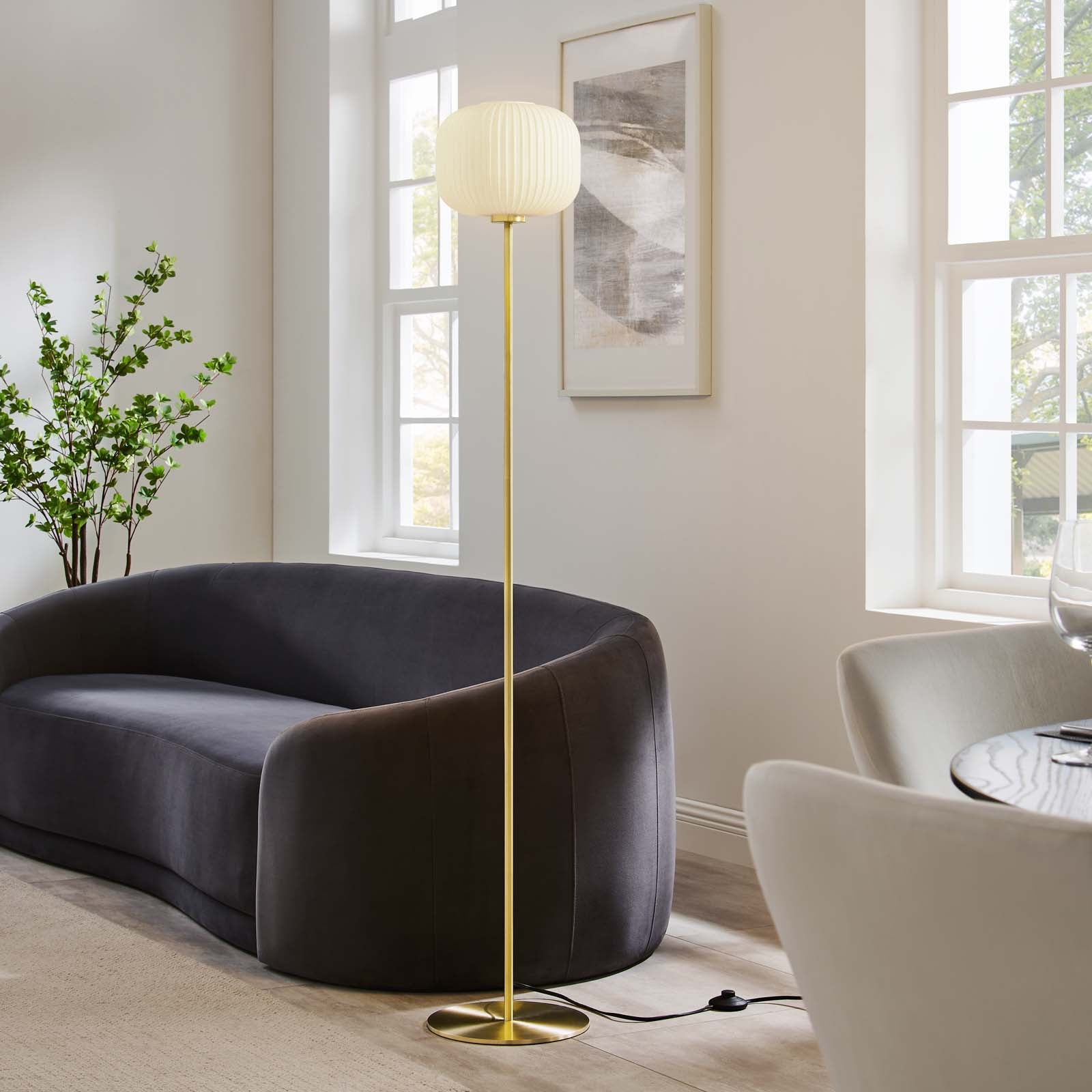 Reprise Glass Sphere Glass And Metal Floor Lamp By Modway - EEI-5623-BLK-SBR | Floor Lamps |  Modishstore - 15