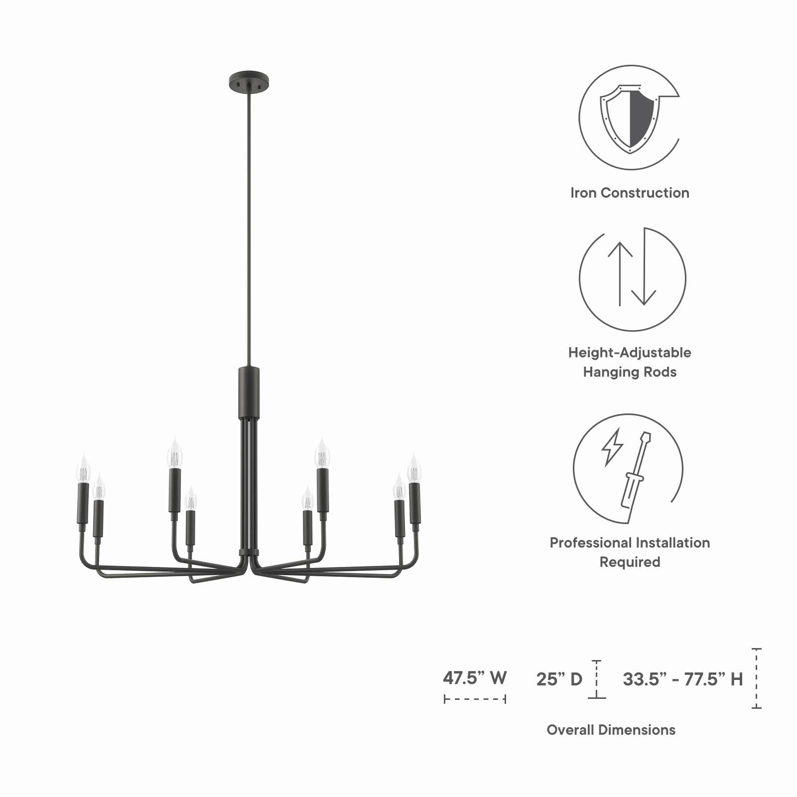 Rekindle 8-Light Chandelier By Modway - EEI-5636 | Chandeliers | Modishstore - 8