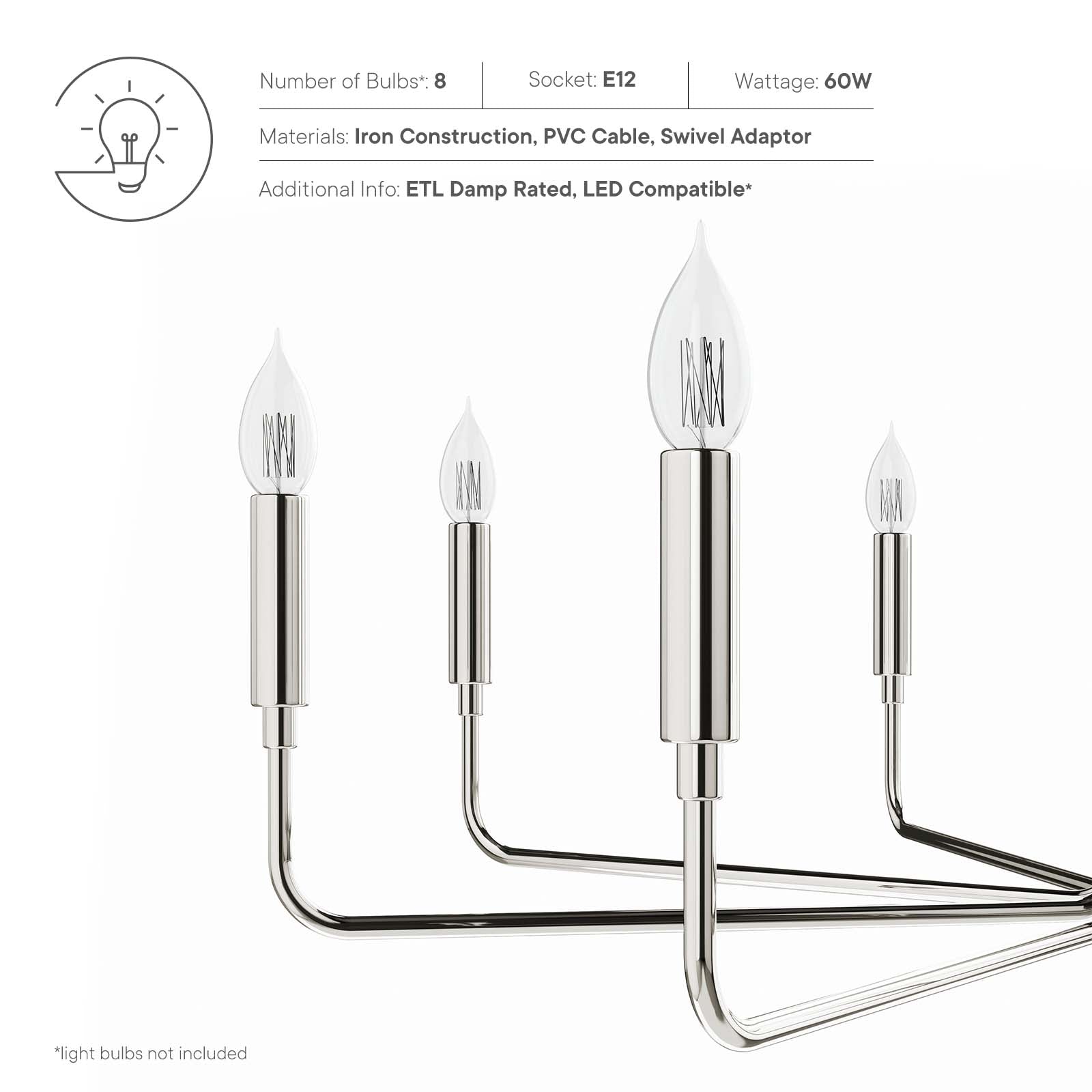 Rekindle 8-Light Chandelier By Modway - EEI-5636 | Chandeliers | Modishstore - 15