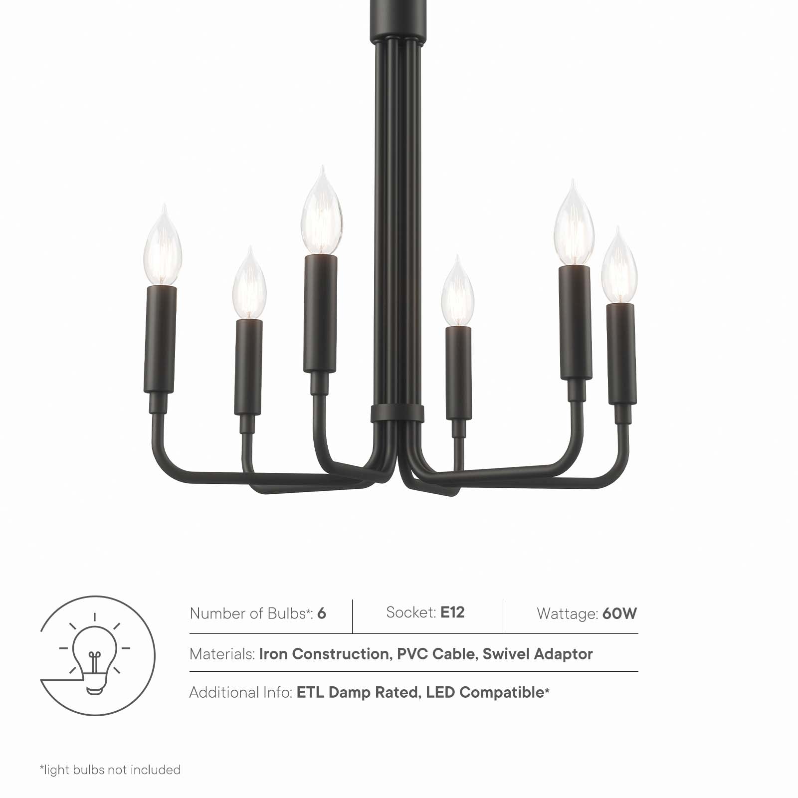 Rekindle 6-Light Chandelier By Modway - EEI-5637 | Chandeliers | Modishstore - 7