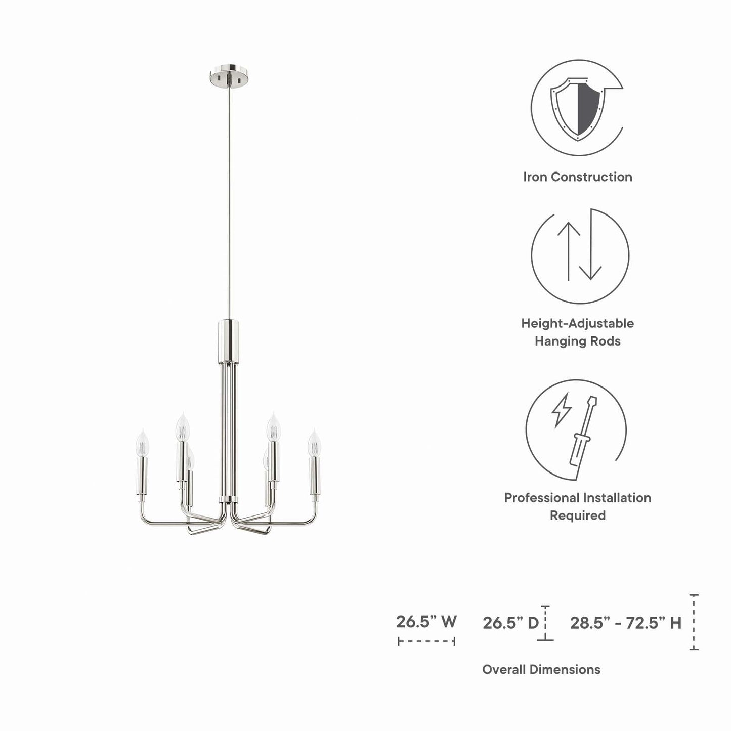 Rekindle 6-Light Chandelier By Modway - EEI-5637 | Chandeliers | Modishstore - 16