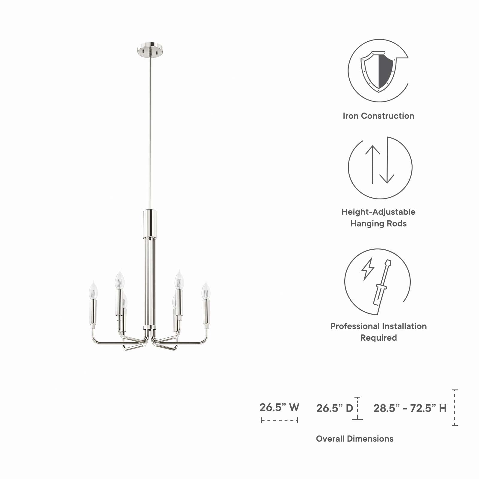 Rekindle 6-Light Chandelier By Modway - EEI-5637 | Chandeliers | Modishstore - 16