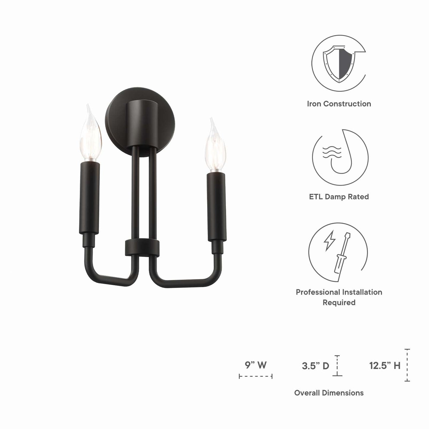 Rekindle 2-Light Wall Sconce By Modway - EEI-5638 | Sconces | Modishstore - 8