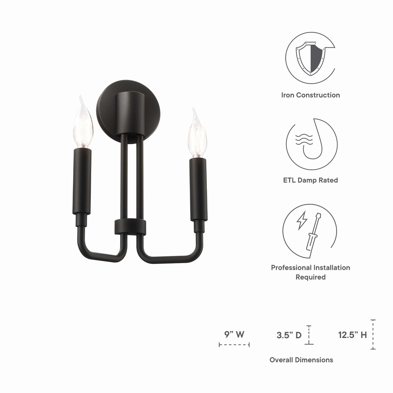 Rekindle 2-Light Wall Sconce By Modway - EEI-5638 | Sconces | Modishstore - 8